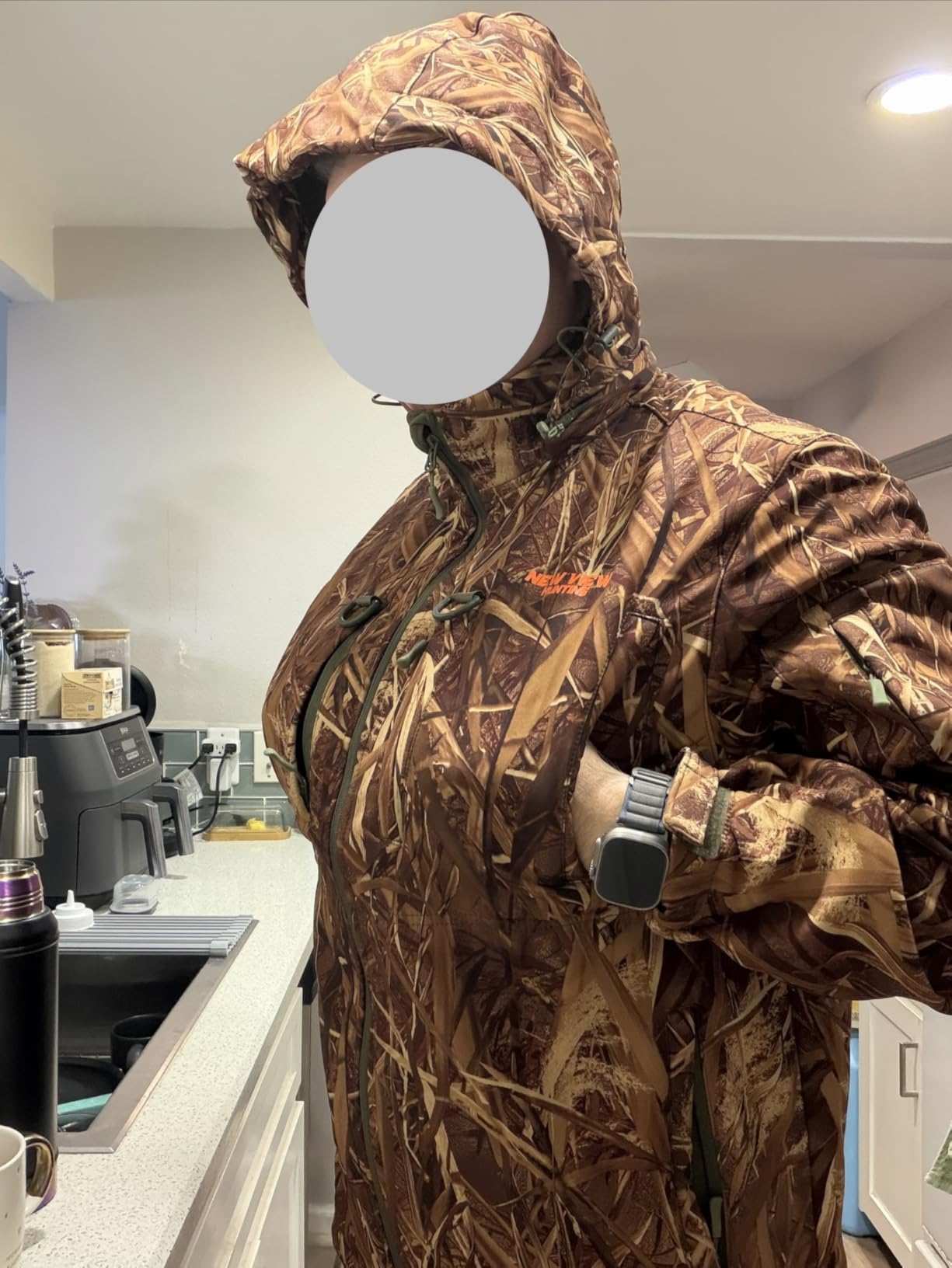 Camo Hunting Jackets for Men, Warm Fleece Lined Hunting Jacket with Hood, Quiet Water Resistant Hunting Clothes customer photo 2