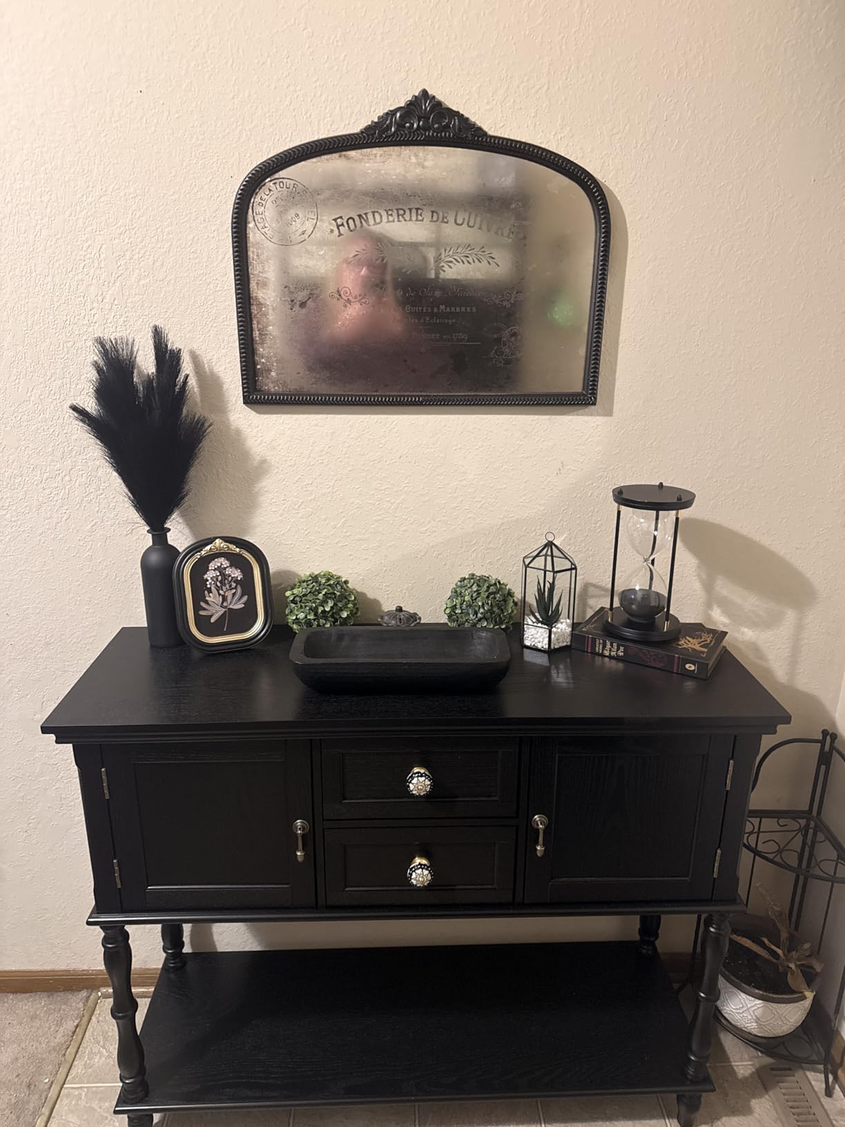 ARTPOWER Console Table with 2 Drawers, Retro Entryway Table with 2 Door, Solid Wood Veneer Entry Table with Open Storage Shelf customer photo 1