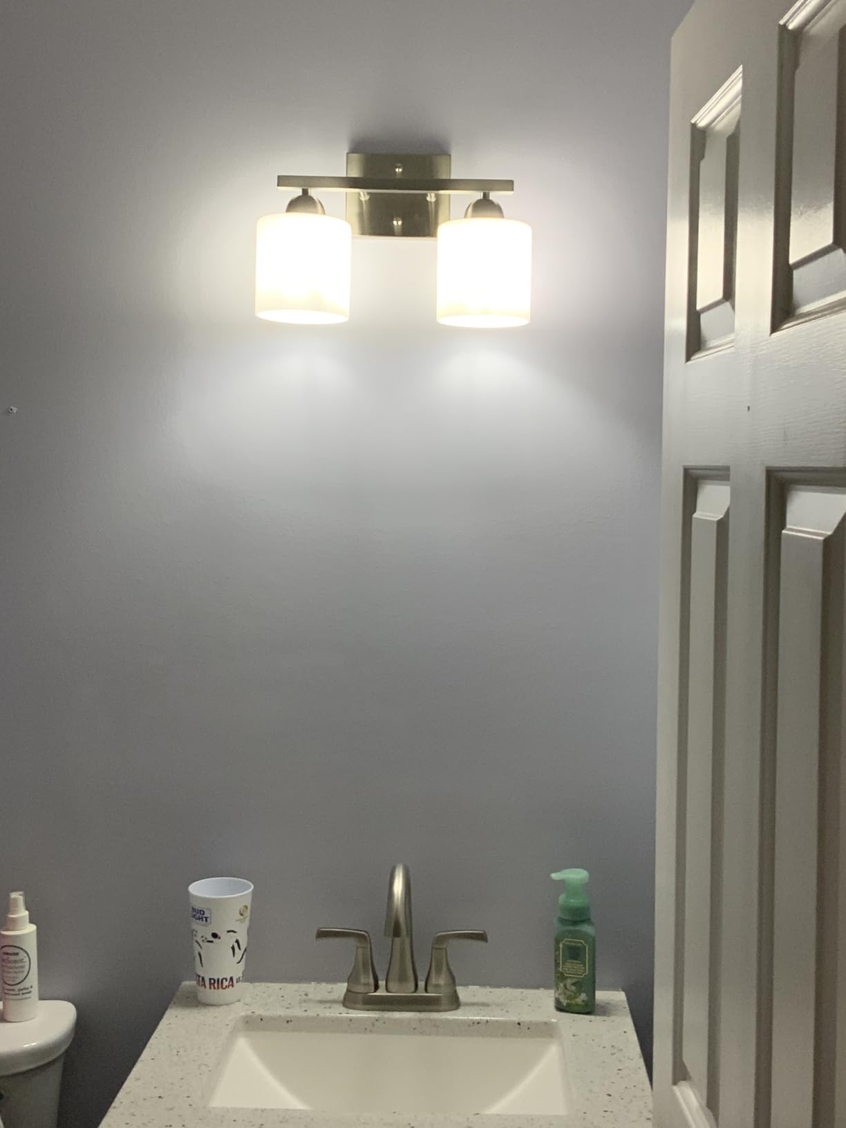Mecgirn Matte Black Milk Glass Wall Sconces, 1 Pack Hardwired Indoor Wall Light Fixtures for Living Room, Hallway, Bedroom, Ceramic E26 Sockets (Bulbs Not Included) customer photo 2