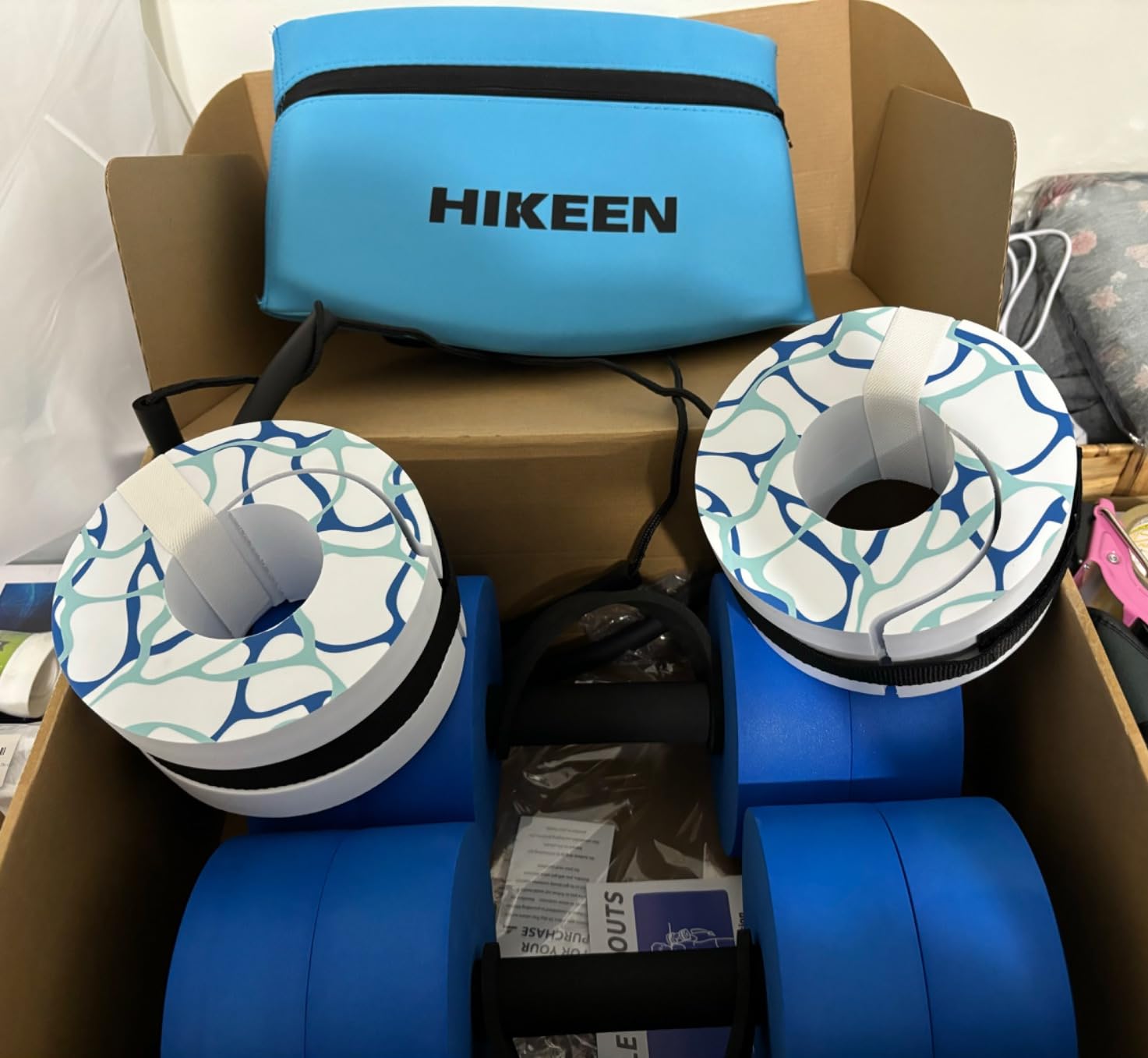 Hikeen 6-Piece Water Aerobics Pool Exercise Equipment, Aqua Aerobics Equipment Set,Includes High Density Water Dumbbell Aqua Belt and Ankle Weights for Aquatic Therapy,Pool Fitness customer photo 1