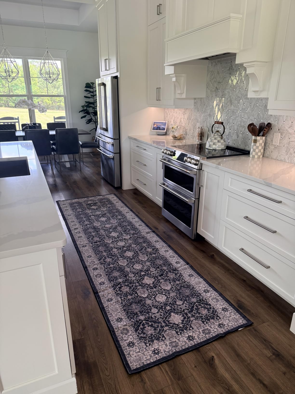 2x6 Hallway Washable Runner Rug : Vintage Soft Kitchen Laundry Runner with Non Slip Backing Farmhouse Entryway Living Room Floor Mat Stain Resistant Carpet for Bedroom Bathroom Distressed Beside Rug customer photo 2