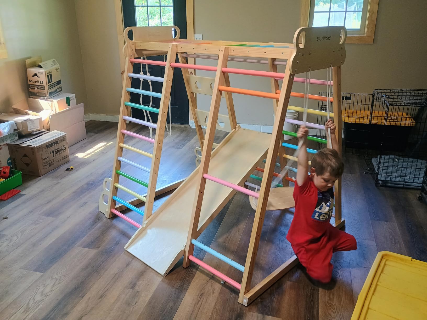 BlueWood Upgraded Indoor Jungle Gym 9-in-1 Playground Kids Climbing Toys customer photo 1