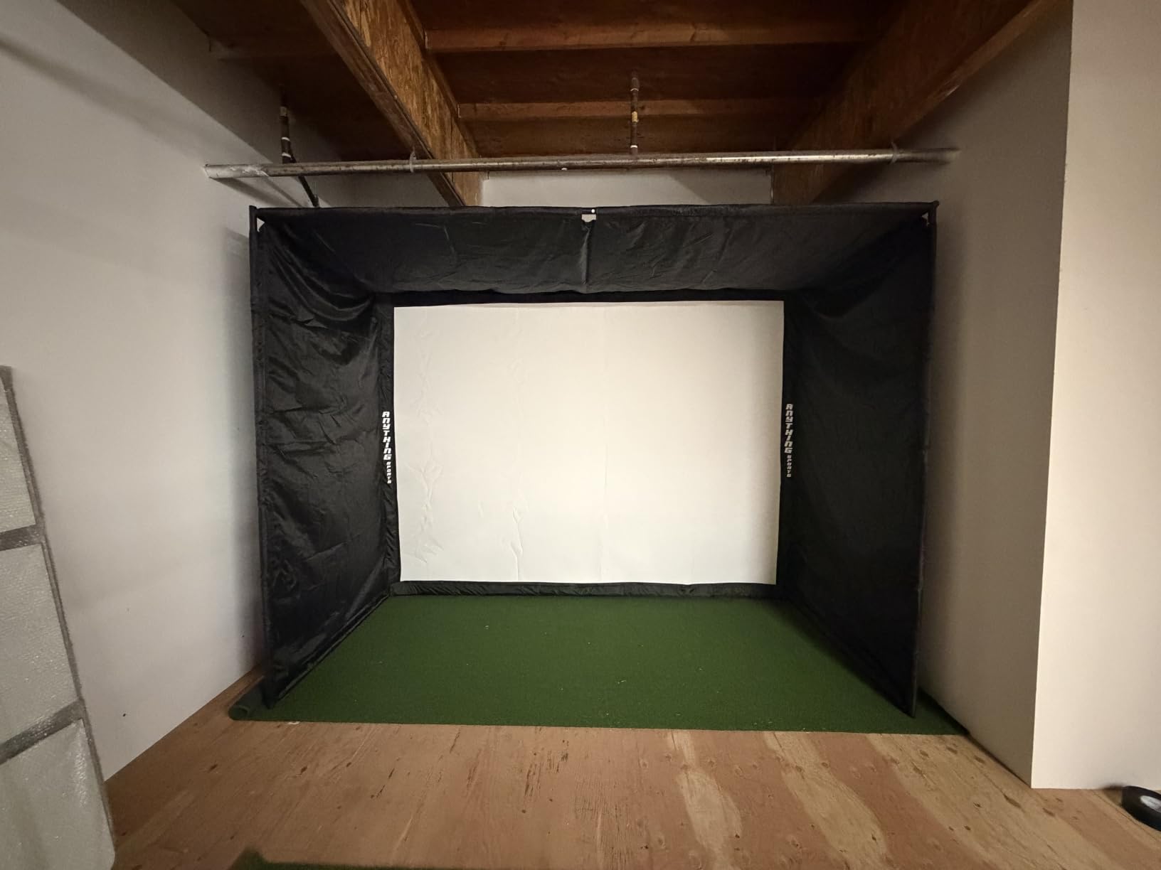 Complete Golf Simulator Enclosure Package - 4K-Ready Impact Screen with Blackout Cage, Projector Mount, Frame Poles, Side Shank Nets | Indoor & Garage Practice | Easy Setup | 12-Month Warranty customer photo 1