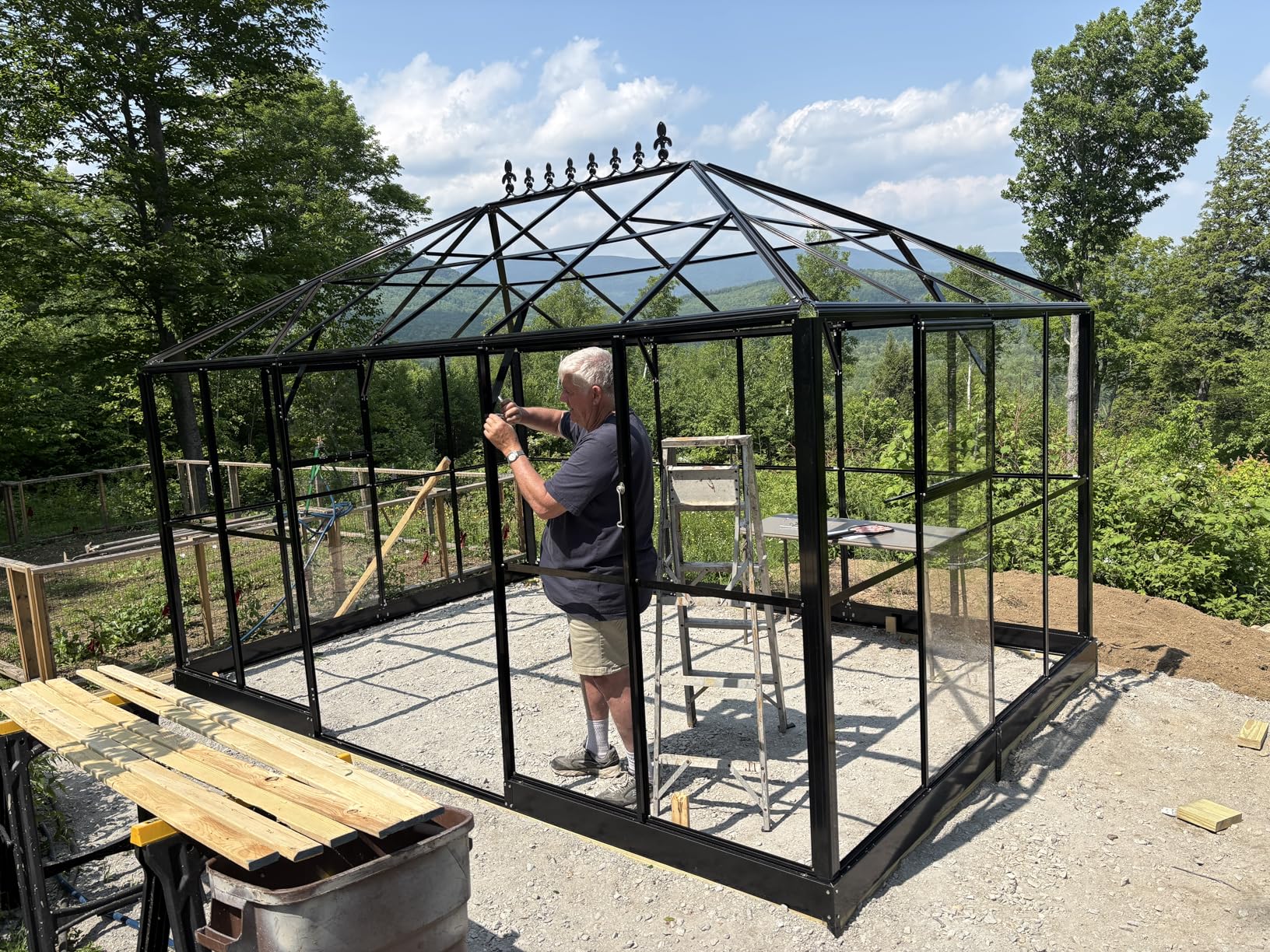 Jocisland 16x12x9.5 FT Outdoor Polycarbonate Greenhouse, 6 FT Wall Height | Aluminum Greenhouses with 4 Ventilation and Rain Gutter, Double Doors with Hook, Walk-in Greenhouse for Backyard Garden customer photo 1