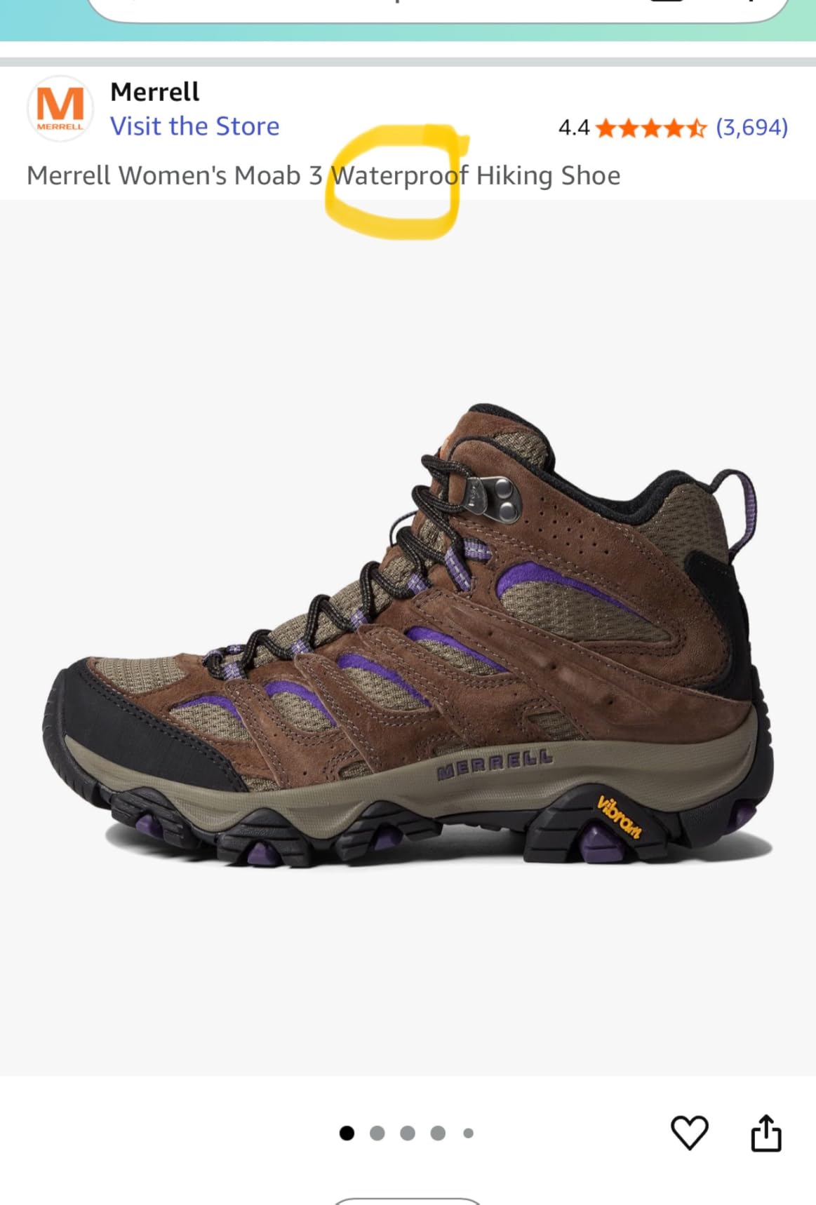 Merrell Women's Moab 3 Waterproof Hiking Shoe customer photo 1