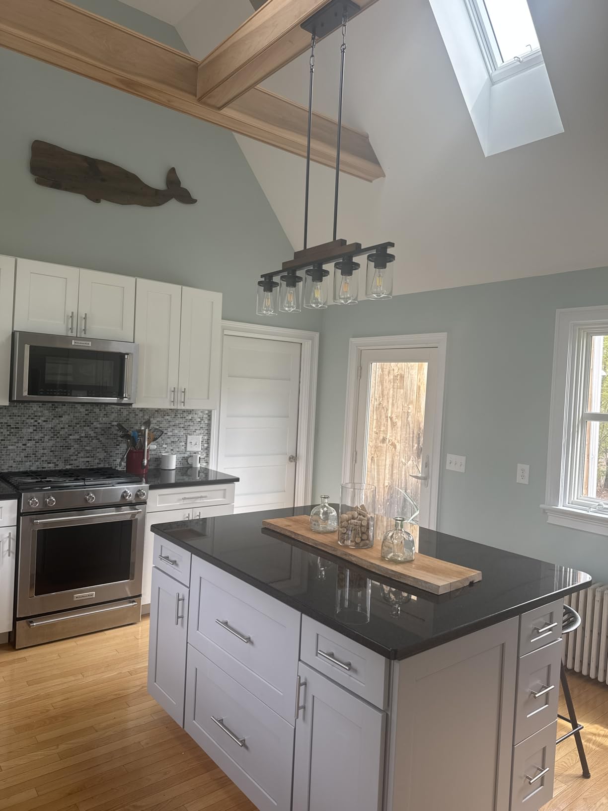 Farmhouse Chandelier 6-Light Dining Room Light Fixture Over Table Kitchen Island Lighting Rustic Chandeliers for Dining Light with Glass Shade Wood Pendant Lights Kitchen Island customer photo 1