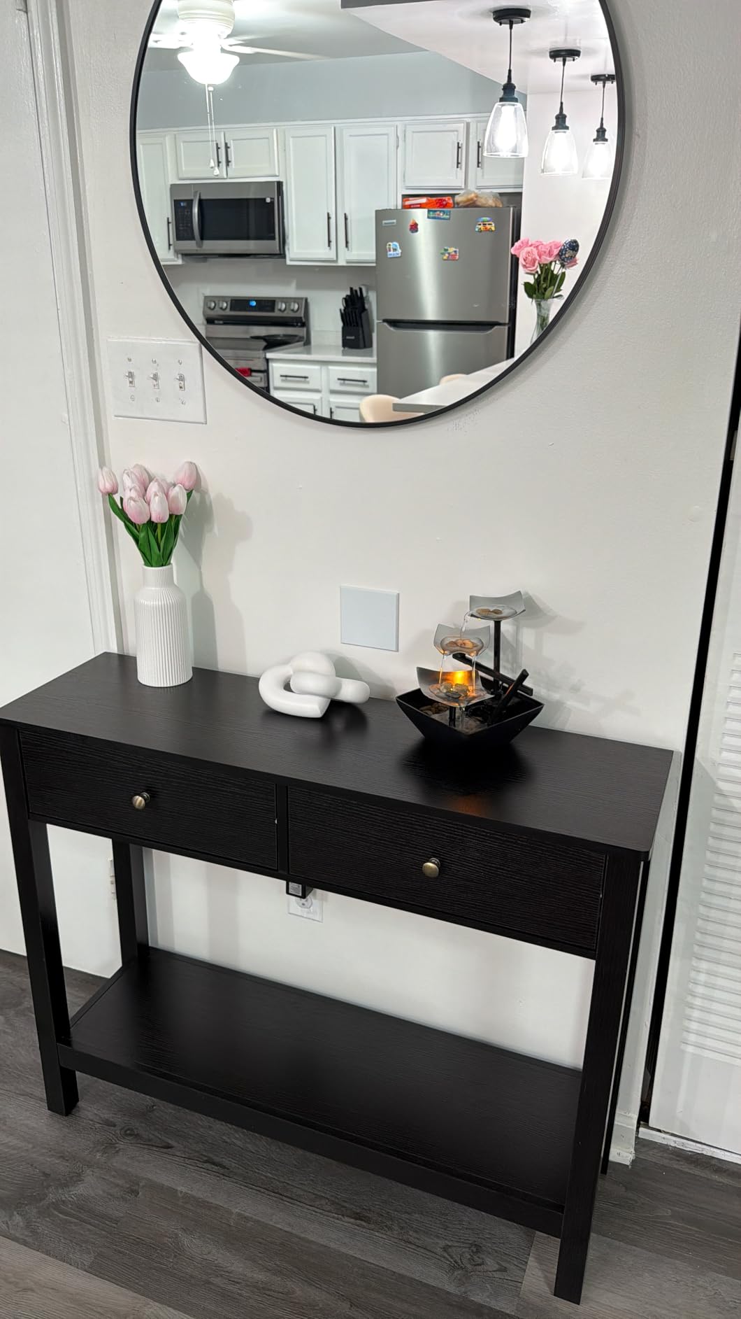 Gizoon Console Table with Drawers | Sofa Table with Storage Shelves, 2-Tier Wooden Entryway Table for Living Room, Kitchen, Hallway, Foyer, White customer photo 1