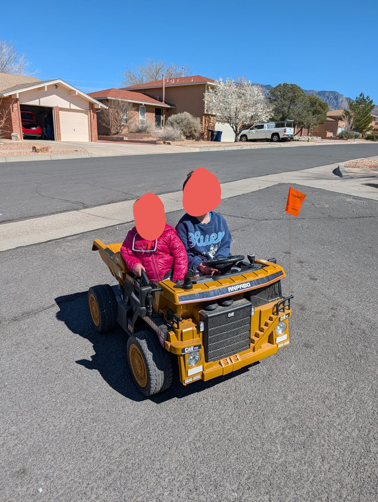 ANPABO 24V Ride On Dump Truck w/Electric Dump Bed, Remote, Yellow | Durable EVA tires, bluetooth, powerful 24v motors, extra shovel, 2 seater 24 volt ride on toys for boys & girls 3-6 customer photo 2