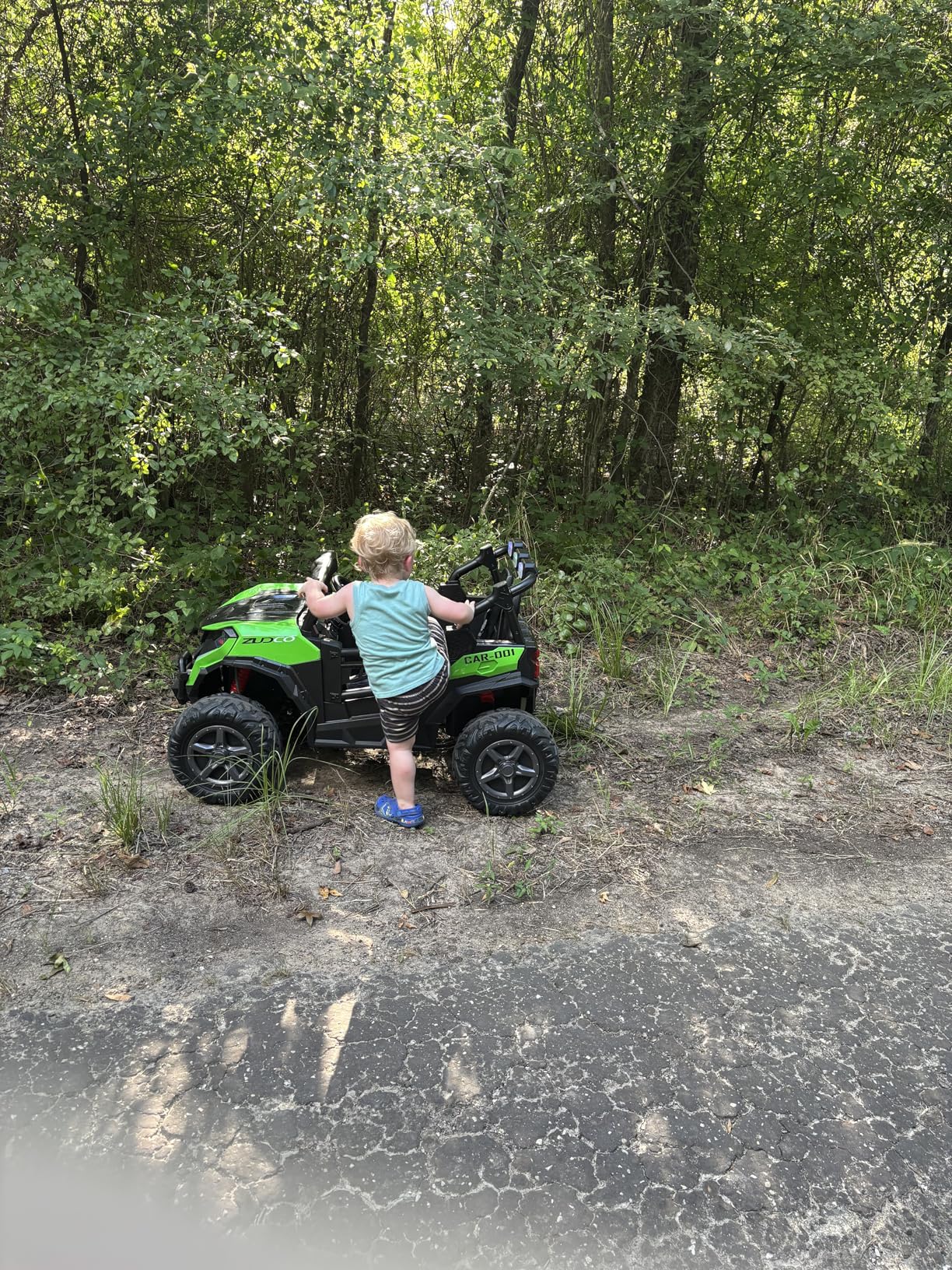 ARBELI 24V 2 Seater Ride on Car Truck, 4x200W Motors, EVA Tires, Blue | 24V ride on toys for big kids 3-8, max 4.5mph, remote control, rainbow lights, bluetooth, shock absorbers, max load 133 lbs customer photo 2