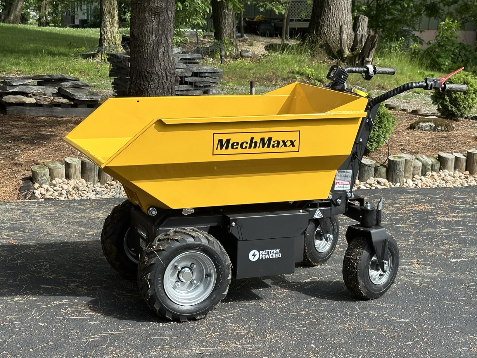 MechMaxx 1100Lb Loading 48V Battery Powered Wheel Barrow Electric Dumper Cart with 30W Light, Hydraulic Tipping, 1000W Brushless DC Motor, LED Display Screen, Model EH50 Red customer photo 2
