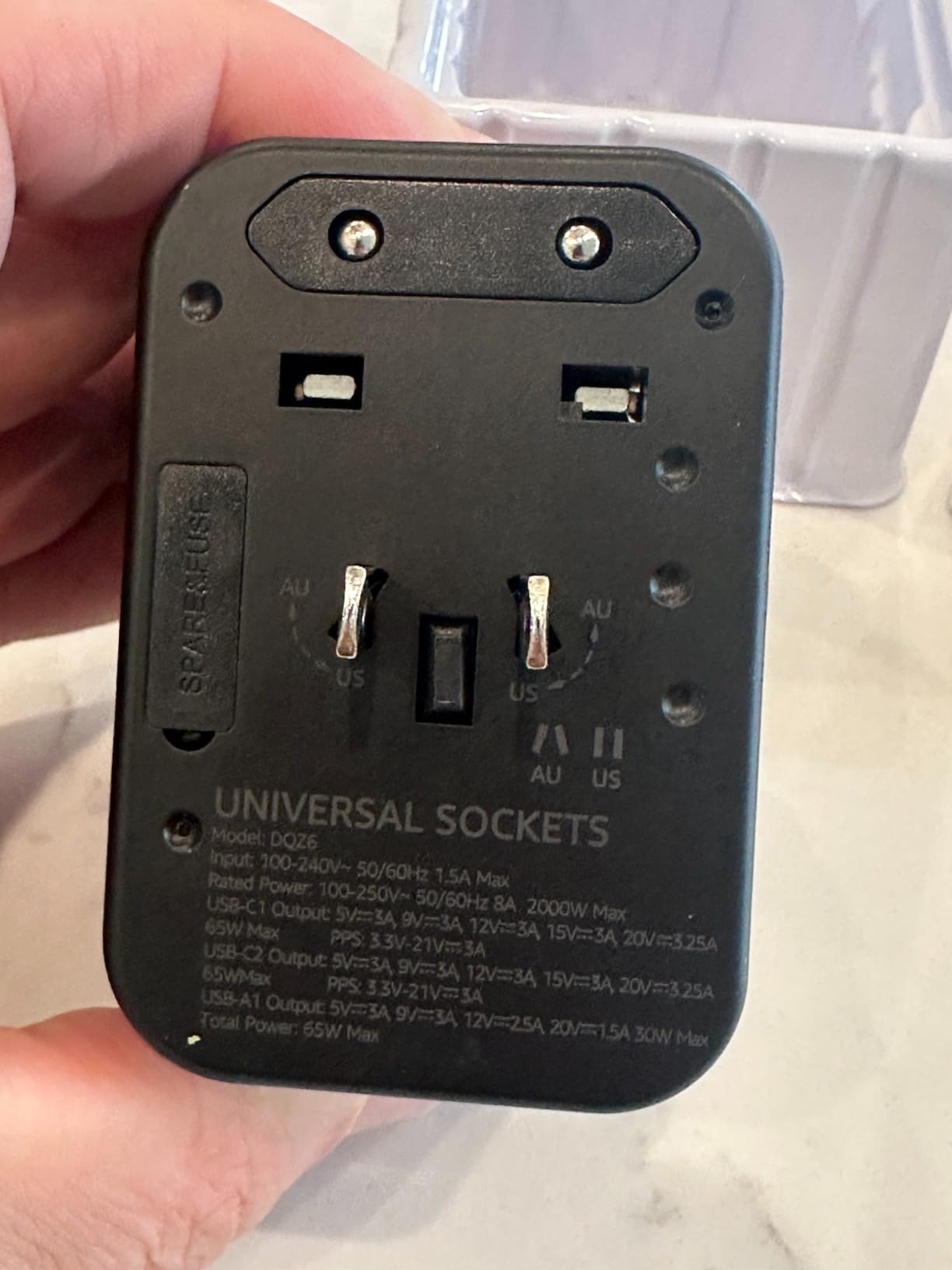 Universal Travel Adapter, 2 USB-C & 1 USB-A, Cover 200+ Countries | GaN 65W, International Plug Adapter, All in One Portable Adapter, NOT A Voltage Converter, for USA, UK, EU, AU (Black) customer photo 2