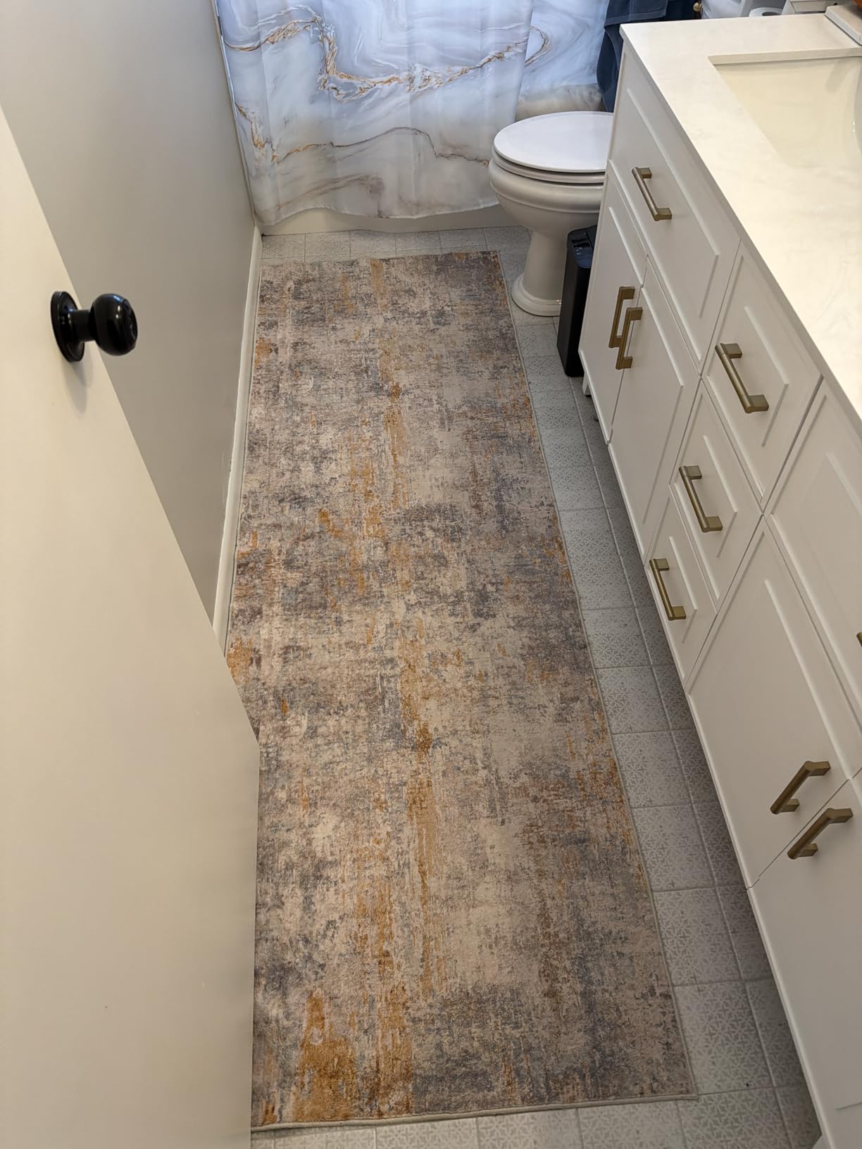 Ompaa 2x6 Rug Runners for Hallways Kitchen Runner Rug Non Slip Washable Grey Long Runner Rugs with Rubber Backing Soft Abstract Carpet Runner for Hallways, Kitchen, Bedroom, Bathroom, Entryway customer photo 1