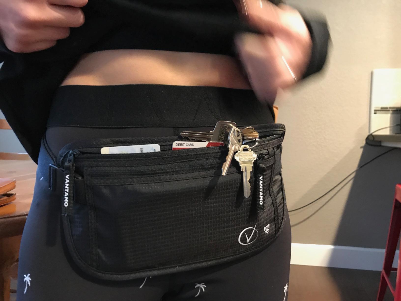 VVantamo Money Belt with RFID For Men & Women, Hidden Passport Holder for Travel, 2 Compartment Travel Fanny Pack for Women Anti Theft customer photo 2