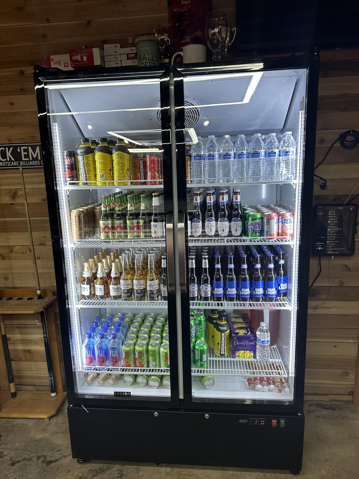 BODEGACOOLER Commercial Refrigerator, 36.8 Cu.Ft Glass Door Beverage Cooler | Upright Double Door Merchandiser Display Refrigerator with Soft LED Light, Adjustable Shelves, 4 Heavy-Duty Casters customer photo 2