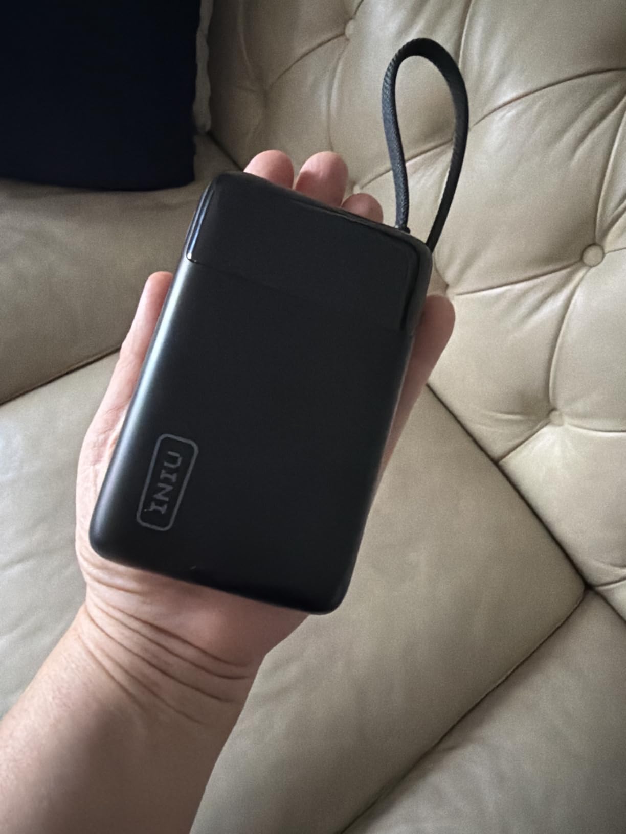 INIU Portable Charger, Smaller 45W Fast Charging Power Bank, 20000mAh Black | Flight-Safe, Built in USB-C Cable, Travel Essentials, Battery Phone Pack for iPhone 17 16 15 Pro, Samsung S26 S25, iPad etc customer photo 1