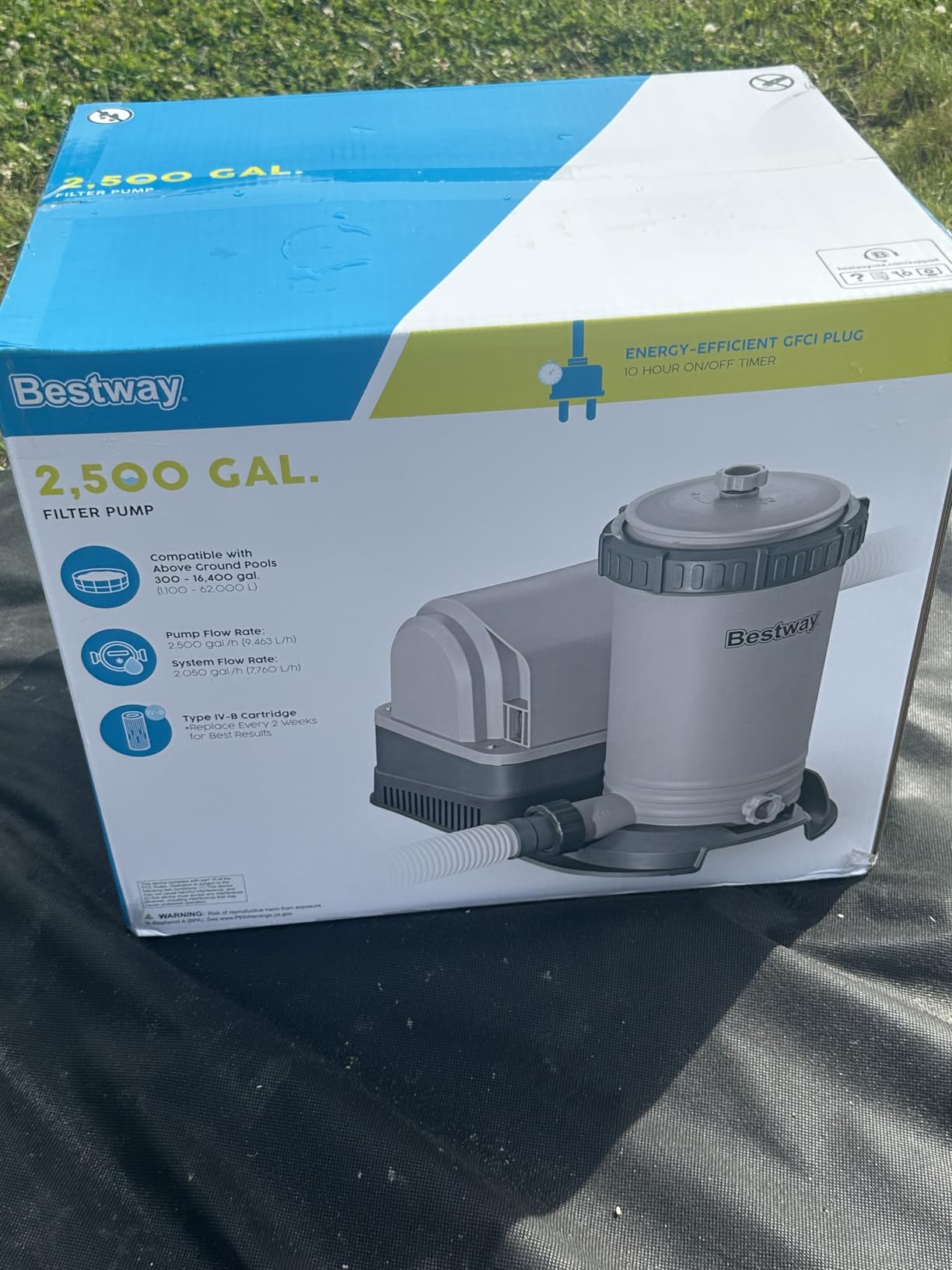 Bestway 2,500 GPH Filter Pump for Above Ground Swimming Pool with Type IV-B Cartridge, Adapter Accessories and Timer customer photo 2