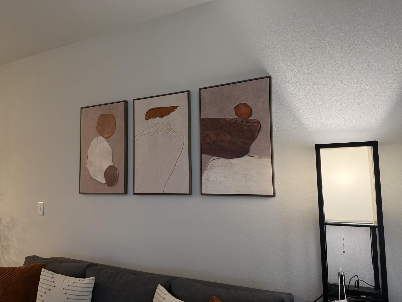 Framed Modern Minimalist Neutral Abstract Wall Art, Set of 3, Each 16x24 In | Black and beige pictures, Canvas prints, Wood frame, Artwork for walls, Wall decor for living room hallway bedroom office customer photo 1