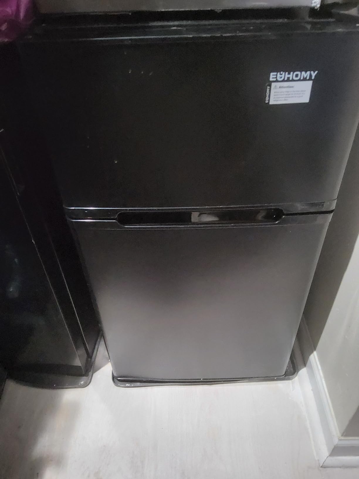 EUHOMY 4.5 Cu.Ft Mini Fridge with Freezer, 2 Door Mini Refrigerator, Black | LED Light, Adjustable Temperature, Adjustable Shelves, Reversible Door, Compressor Cooling, Low Noise, Bedroom Use, Dorm Use customer photo 1