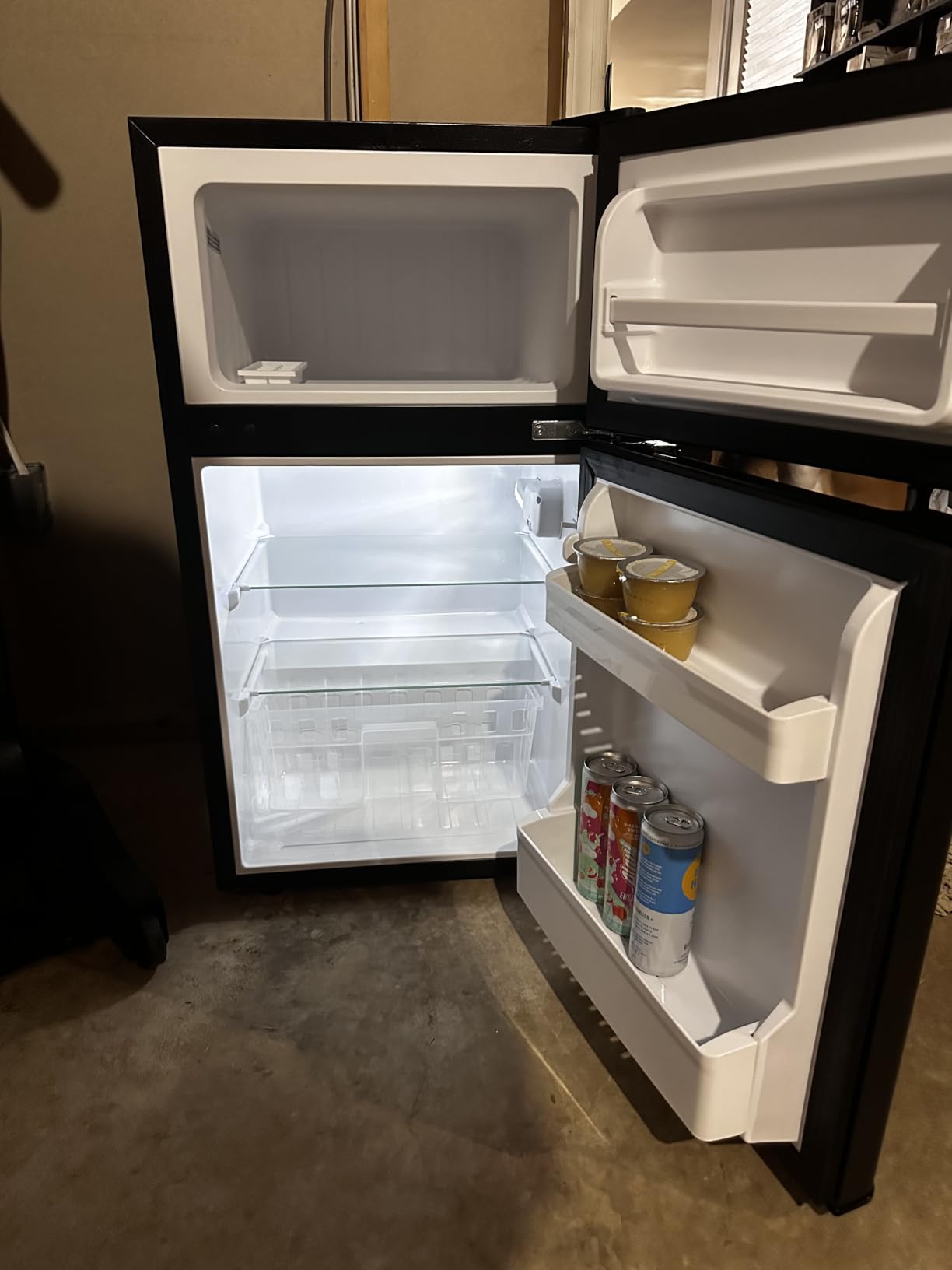 EUHOMY 4.5 Cu.Ft Mini Fridge with Freezer, 2 Door Mini Refrigerator, Black | LED Light, Adjustable Temperature, Adjustable Shelves, Reversible Door, Compressor Cooling, Low Noise, Bedroom Use, Dorm Use customer photo 2