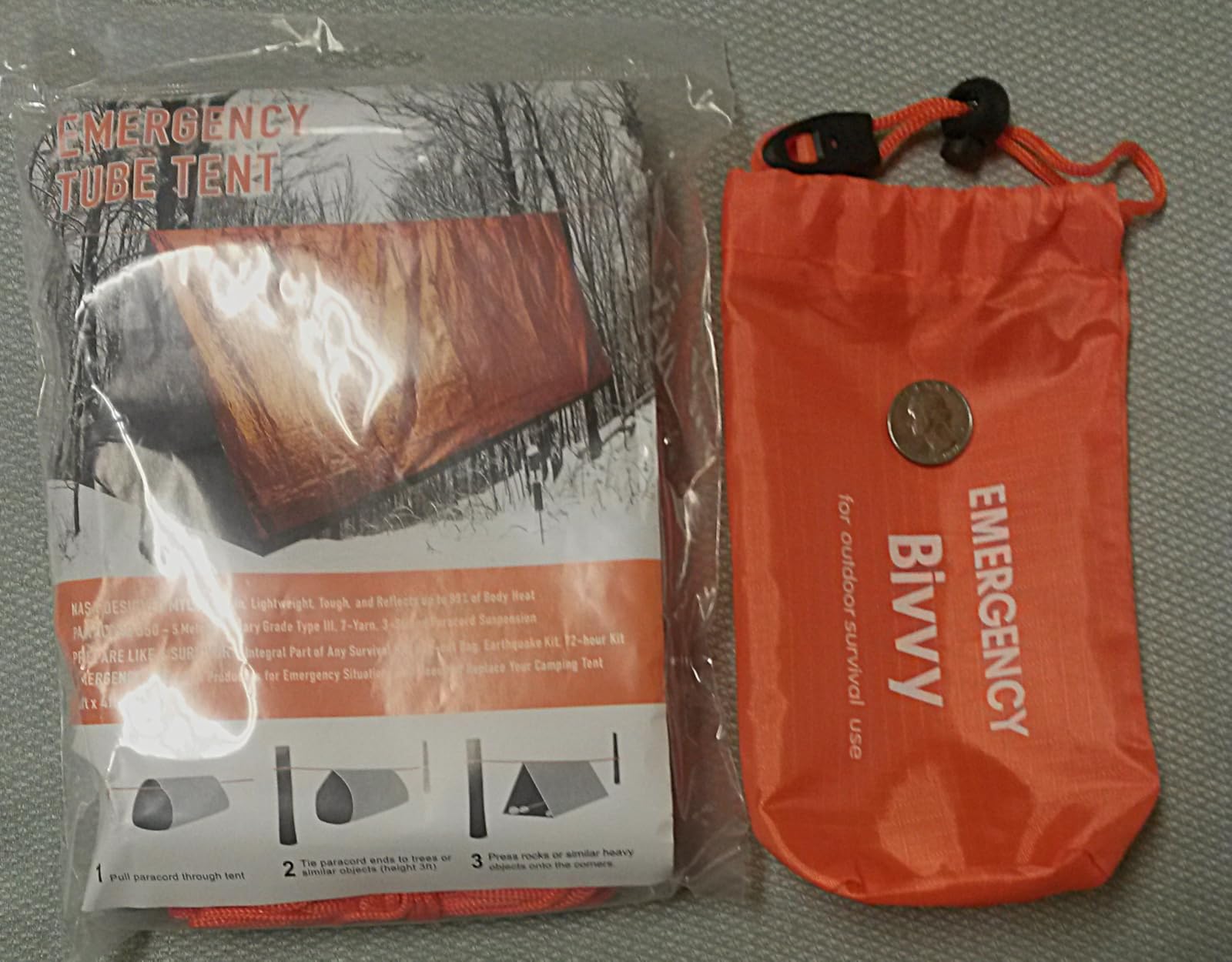 Emergency 2-Person Orange and Gray Survival Tent with Whistle and Paracord, Storm and Tornado Shelter, Tactical for Camping and Survival Kit customer photo 1
