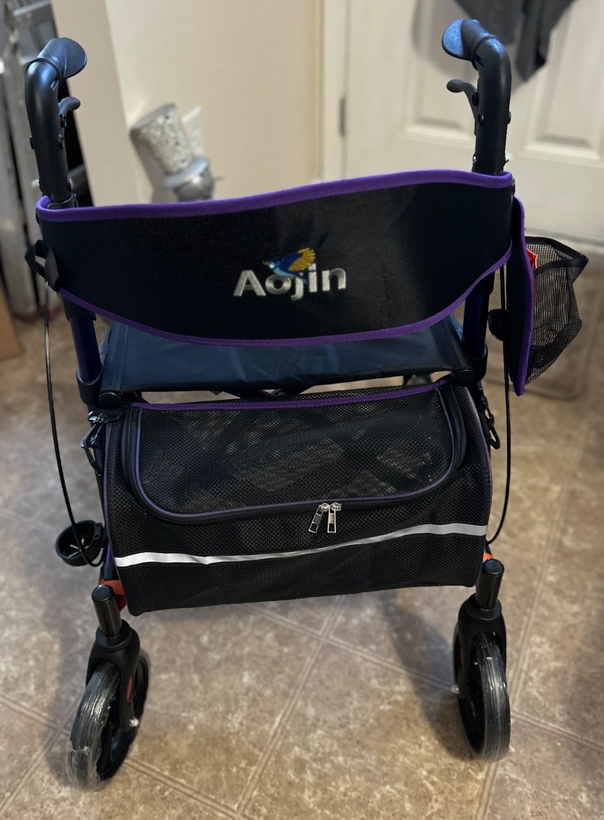 Aojin Walkers for Seniors Adults, Rollator Walker with Seat, 350lbs, Blue | 18