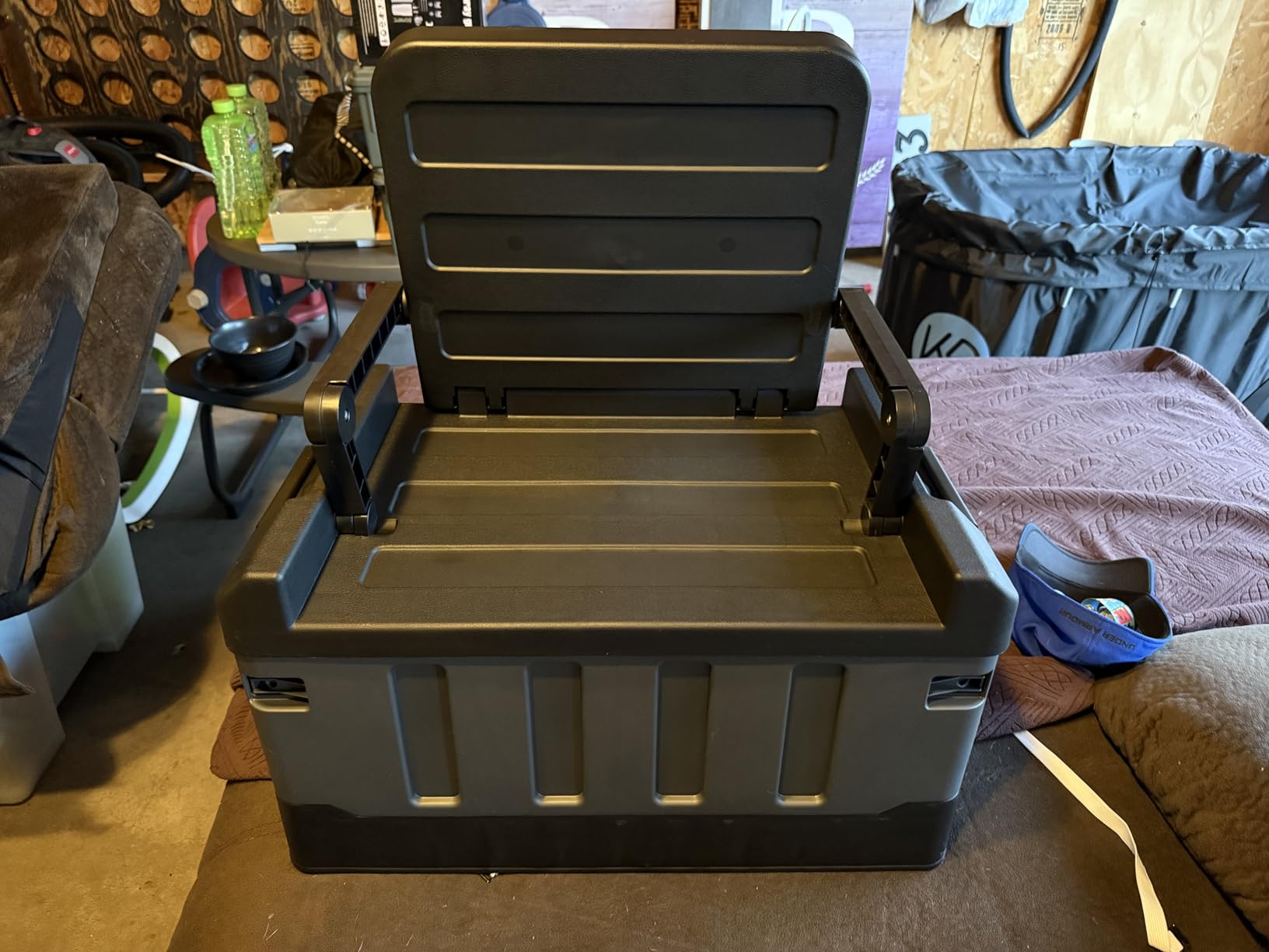 60L Foldable Seatable Camp Box Storage Bins w/Lids Trunk Organizer(Black) | 330 lbs Seatable Capacity, Heavy Duty Storage Bins with Lids, Durable PP, Collapsible, Camping Gear Storage, Car Trunk customer photo 2