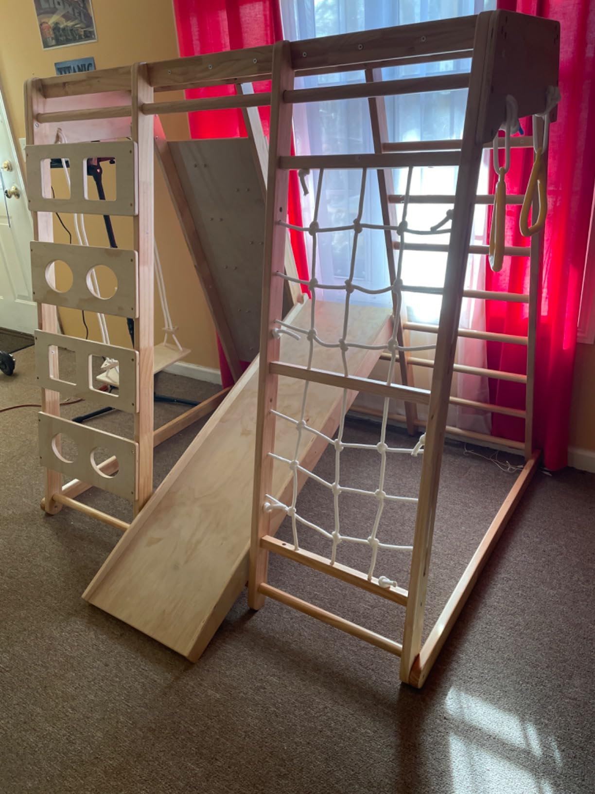 9-in-1 Toddler Indoor Jungle Gym & Playground Set, Wooden Climbing Toy with Slide, Swing, Climbing Net, Rings - Montessori-Inspired Kids Playset for Indoor Fun & Development, Ages 3-8 customer photo 2