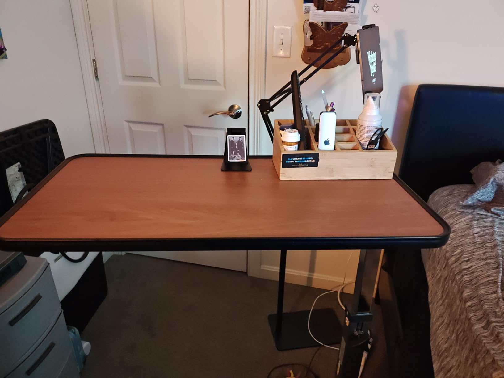 Medical king Adjustable Overbed Bedside Table with Wheels Bed Desk Over Bed with Wheels Hospital Table for Hospital and Home Use customer photo 2