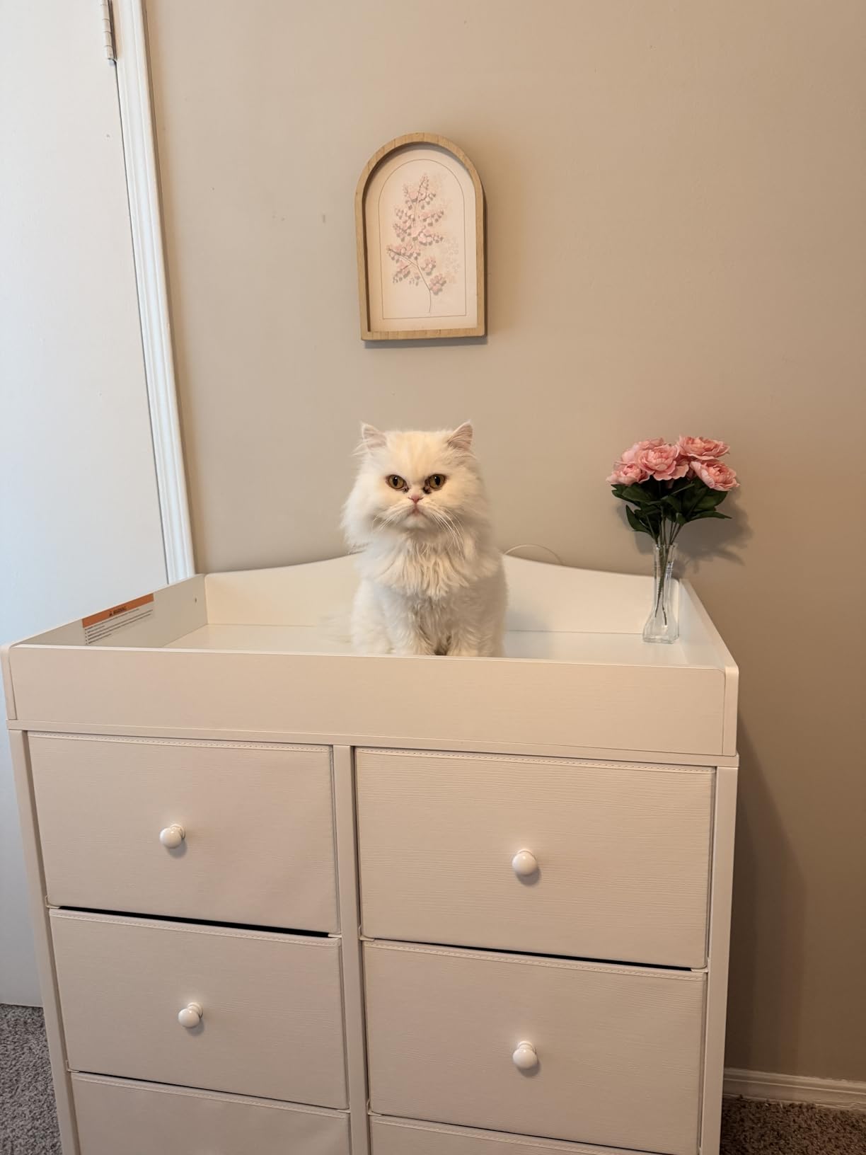 BOLUO White Changing Table Dresser with 6 Drawers Baby Dresser with Changing Table Top Diaper Changing Station with Storage for Nursery Modern customer photo 1