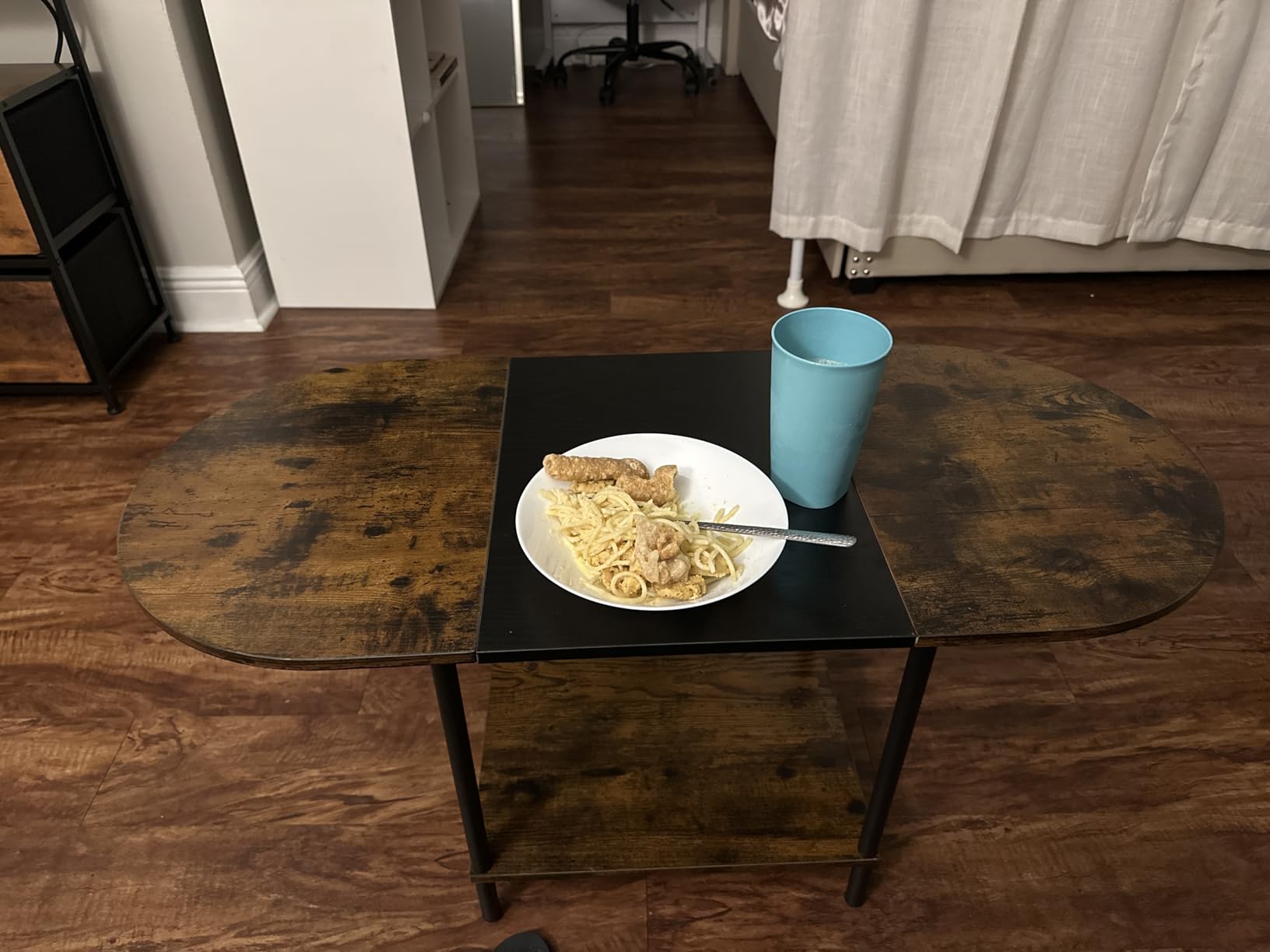 Coffee Tables for Living Room, Mid Century Small Oval Center Table with 2-Tier Storage Shelf and Wood Tabletop, Farmhouse Narrow Cocktail Tea Table for Small Space, Apartment, Black Brown customer photo 1