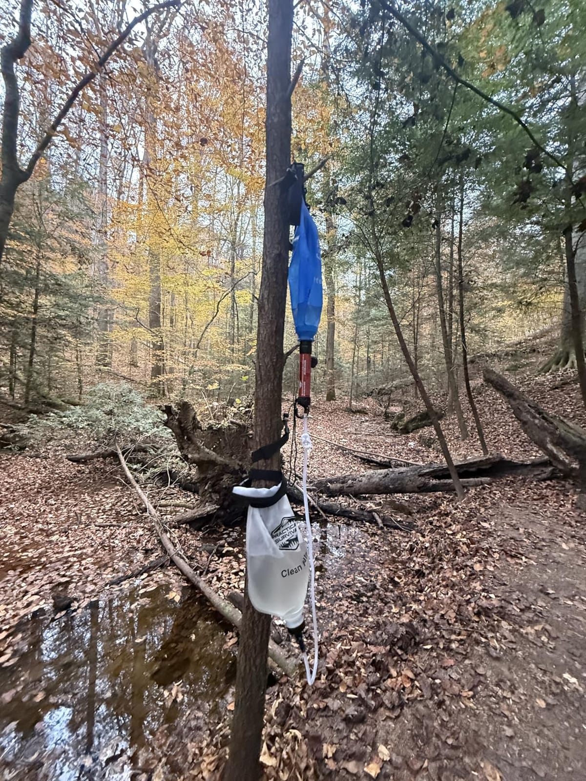 Gravity Water Filtration System – 2 High Capacity Lightweight Hanging Bags for Backpacking, Camping, Survival, Hiking, Hunting - Dirty, Clean Water Bags, Water Filter and Cleaning Plunger Included customer photo 1