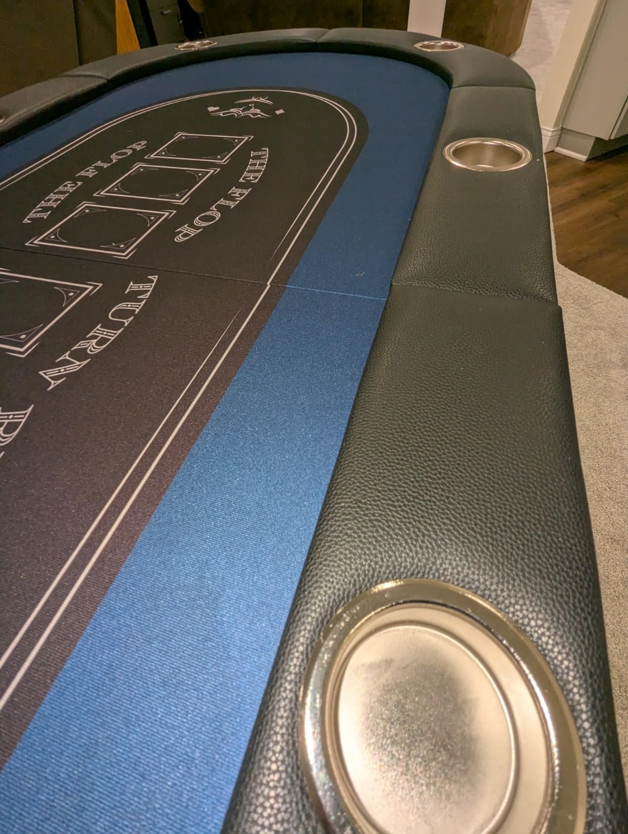 VEVOR 8 Player Poker Table Foldable, Portable Folding Card Board Game Table, Casino Leisure Table, Blackjack Texas Holdem Table with Padded Rails and Stainless Steel Cup Holders, Blue (72 in) customer photo 1
