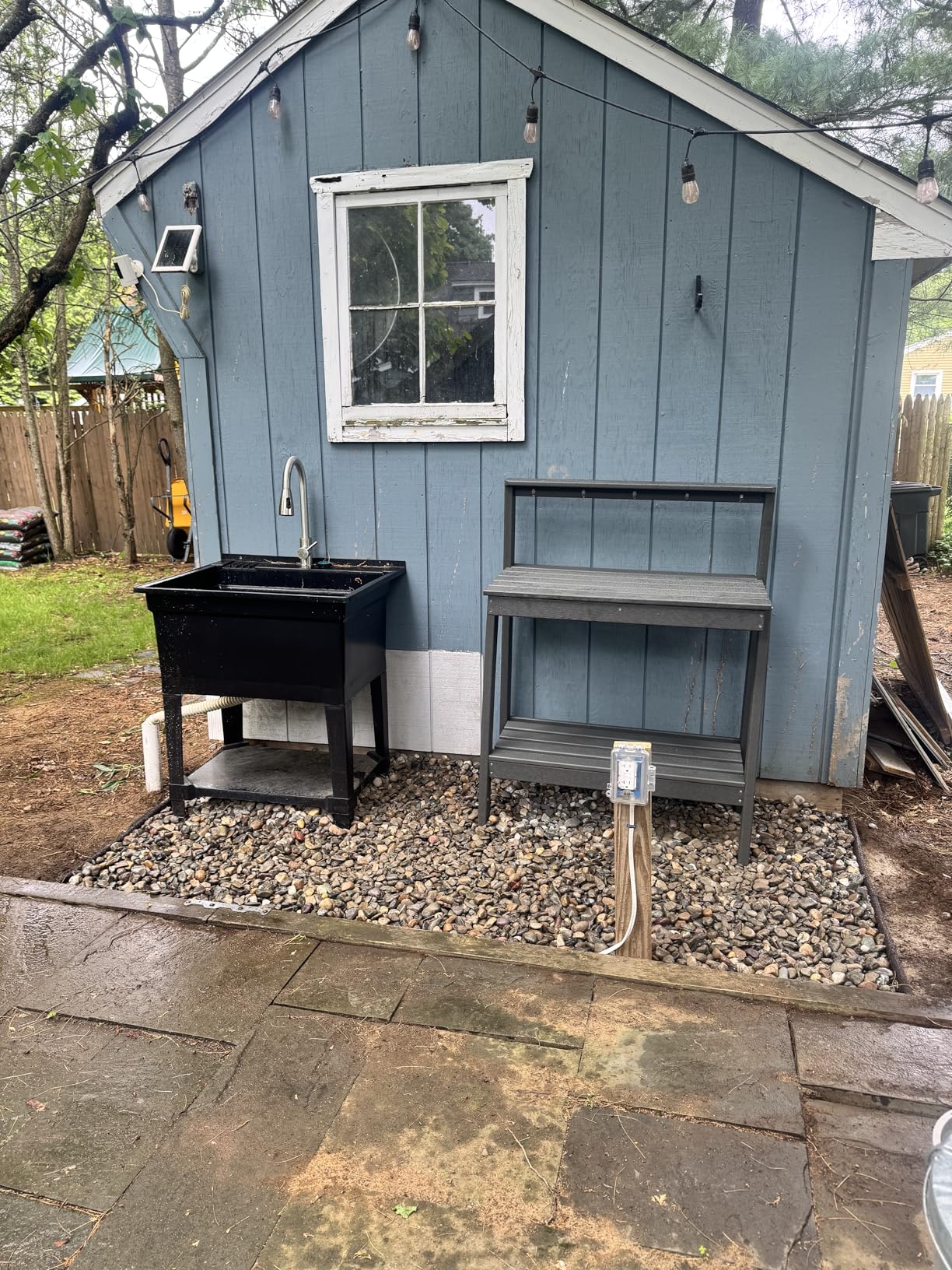 SERWALL Outdoor Potting Bench with Removable Sink, Gardening Table, Brown - Waterproof HDPE Structure, Expandable Tabletop customer photo 1
