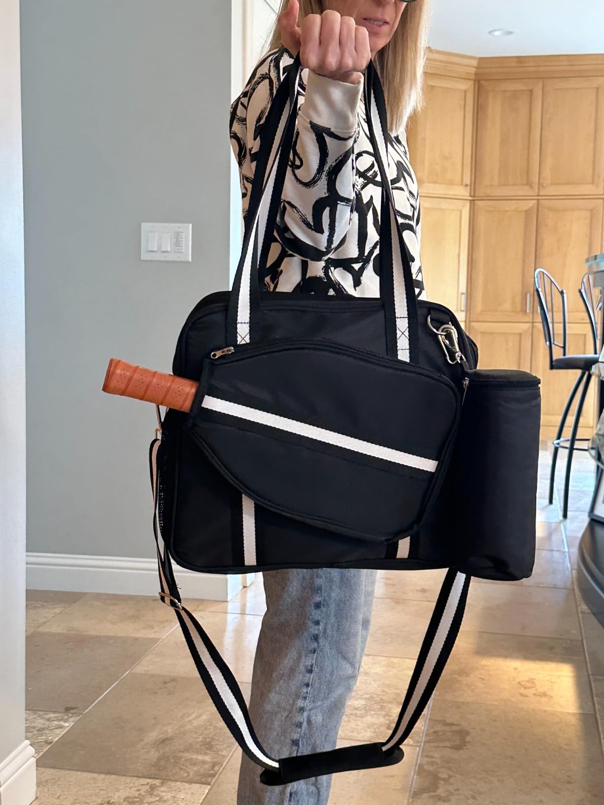 Pickleball Tote Bag for Women Men with Paddle Cover Pocket External Ball Bag and Adjustable Shoulder Strap Fence Hook customer photo 1