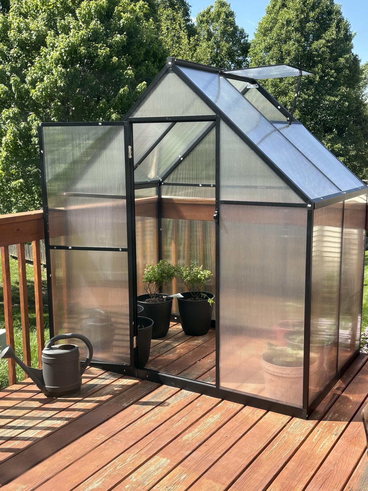8X10FT Enhanced Aluminum Walk-in Greenhouse for Outdoors with Thermometer | Easy Assembly, UV-Resistant Panel, Rain Gutter, Lockable Sliding Door, Built-in Reinforcement, For Vegetable, Flower and Herb customer photo 1