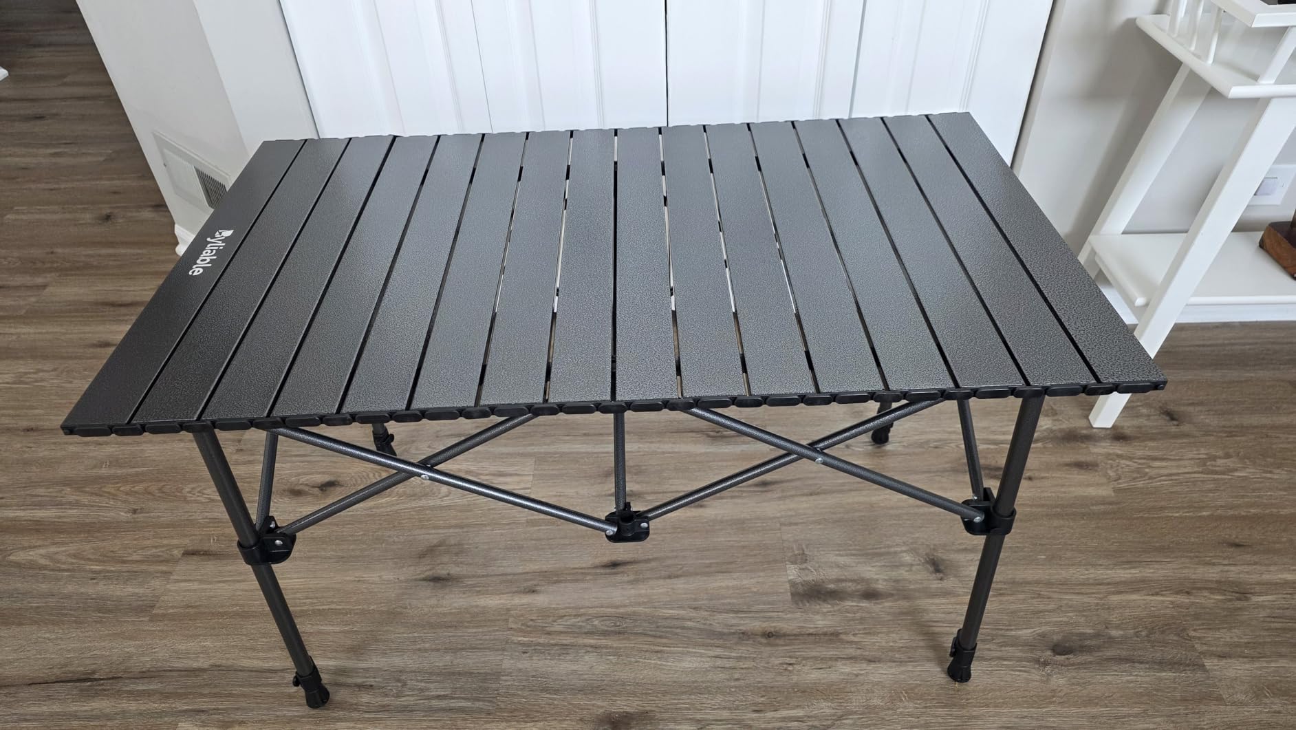 Byliable Folding Camping Table, Portable Aluminum Adjustable Height, Black | Roll-Up Camp Lightweight table with Carry Bag, 9 lb Weight, 21.7