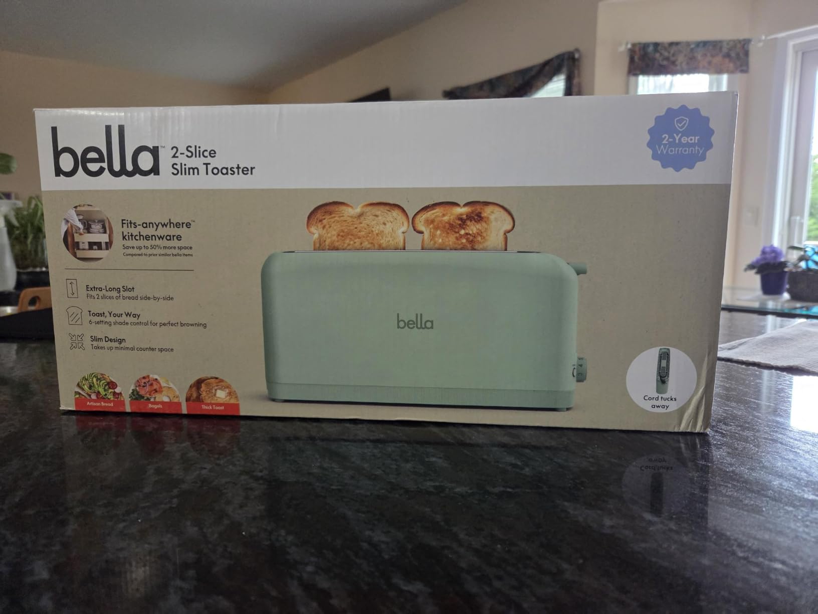 bella 4 Slice Slim Toaster, Fits-anywhere Kitchenware, 6 Setting Shade Control with Reheat & Cancel Buttons, Fits Sourdough, 10 Long Slot, Anti Jam & Auto Shutoff, 900 Watt, Oatmilk customer photo 1