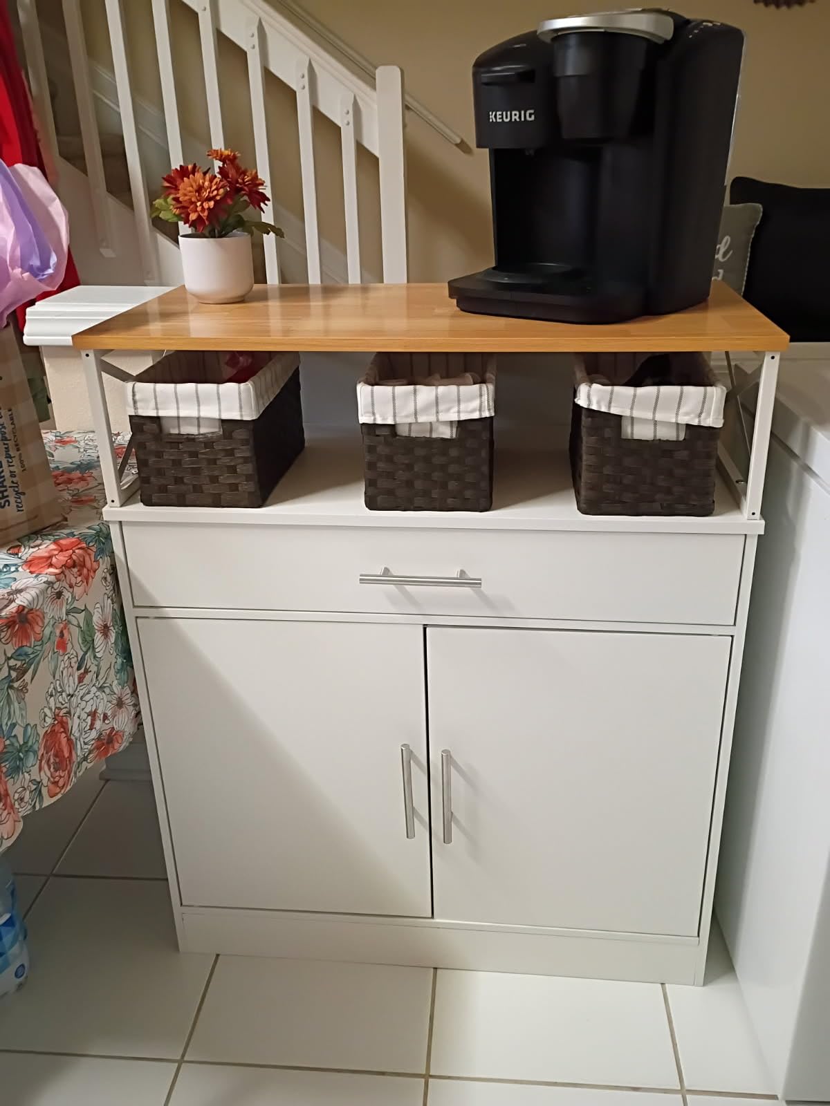 Shintenchi Kitchen Buffet Cabinet with Adjustable Shelf, Modern Kitchen Storage Cabinet, Farmhouse Coffee Bar Cabinet (White) customer photo 1