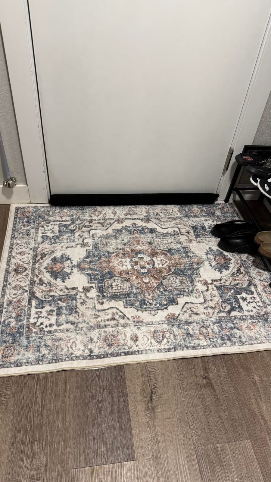 2x6 Washable Hallway Runner Rug: Indoor Farmhouse Kitchen Rugs Oriental Thin Non-Slip Entryway Carpet Ultra Soft Water Resisitant Floor Mat for Living Room Bedroom for Bathroom Laudry(2 X 6,Blue) customer photo 1