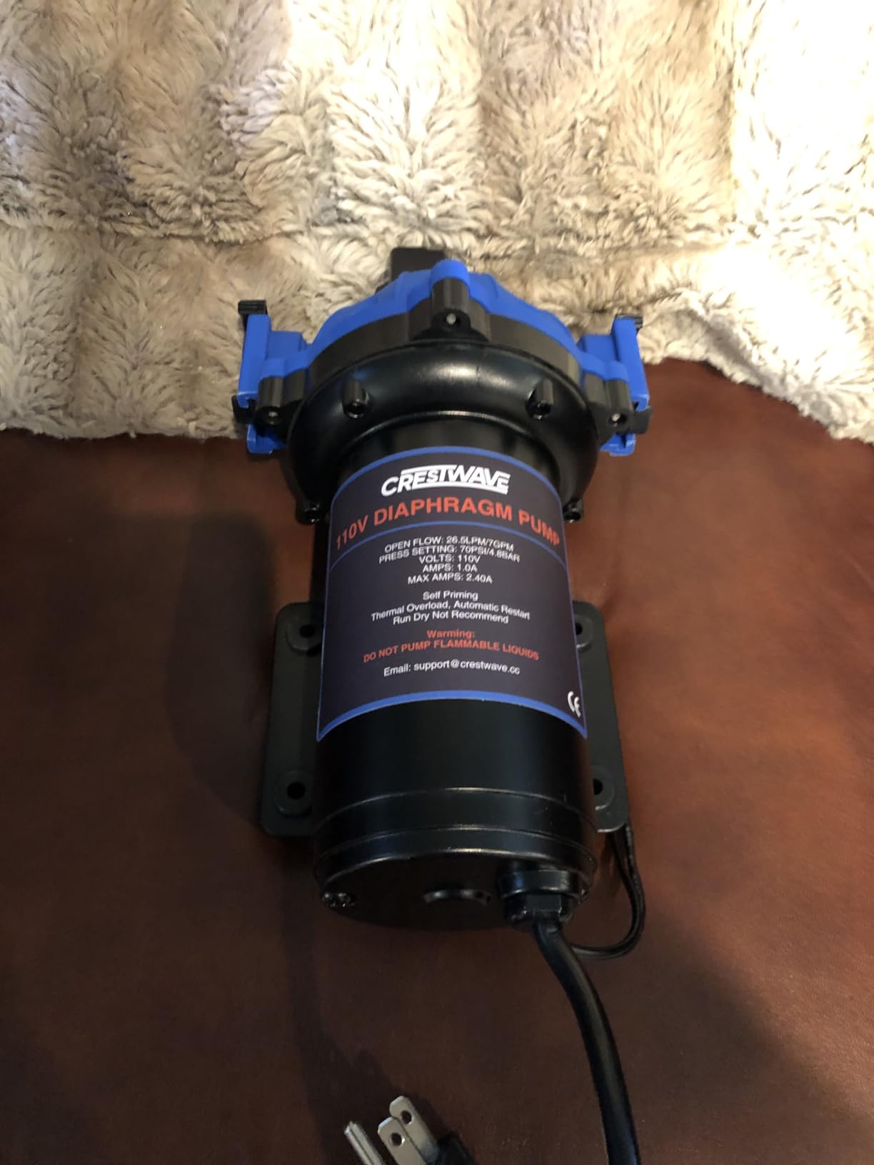 CrestWave 12V Washdown Pump Kit, 7GPM 70PSI Wash Down Pump for Boat, RV | 5-Chamber, 10-Pattern Spray Nozzle & Coiled Hose, Self-Priming, With Pressure Switch, Thermal Protection customer photo 1