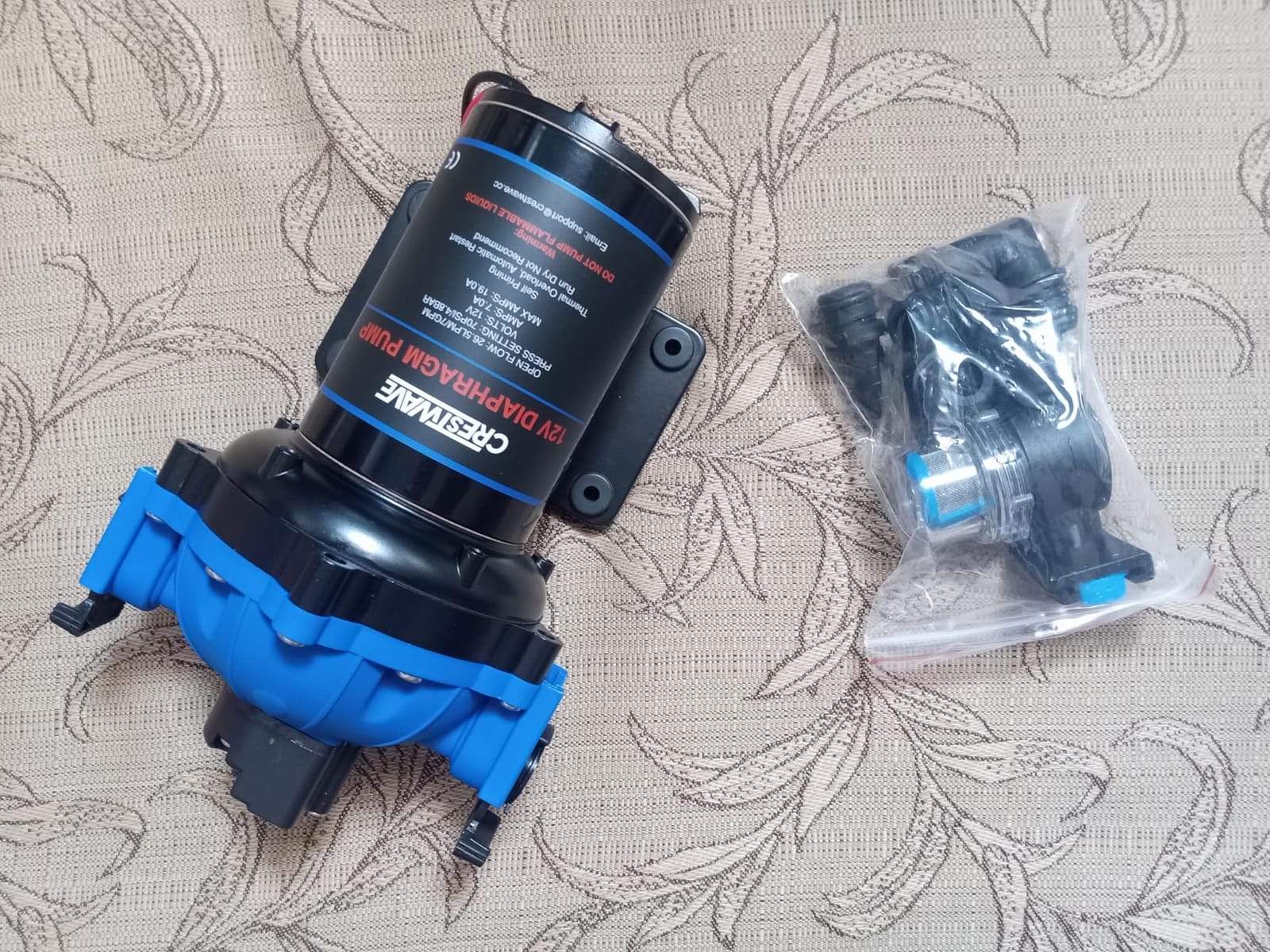 CrestWave 12V Washdown Pump Kit, 7GPM 70PSI Wash Down Pump for Boat, RV | 5-Chamber, 10-Pattern Spray Nozzle & Coiled Hose, Self-Priming, With Pressure Switch, Thermal Protection customer photo 2