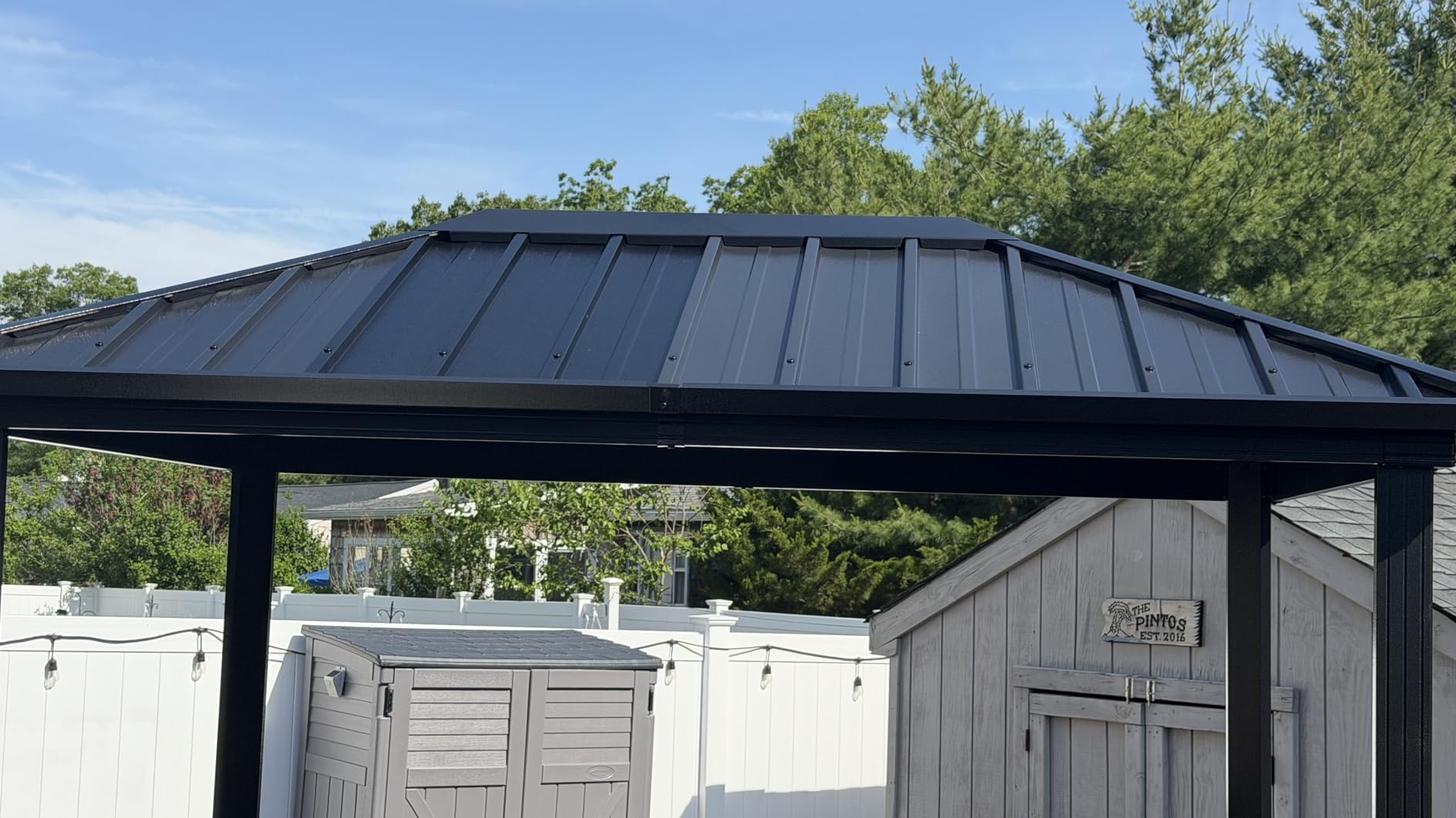 Aoxun 5 x 8FT Grill Hardtop Gazebo with Galvanized Steel Roof, Gray | Aluminum Pavilion with Shelves, Outdoor Metal Hard Top Gazebo, Permanent BBQ Pavilion, Lawn, Garden, Patio, Backyard customer photo 1