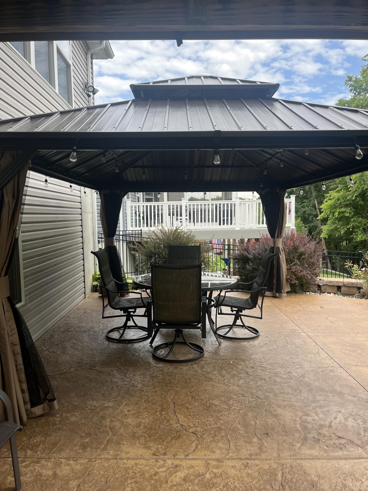 Domi 10'X12' Gazebo with Curtain and Netting, Hardtop Gazebos for Patio | Heavy Duty Metal Gazebo with Drainage System, Outdoor Pavilion Gazebo with Galvanized Steel Double Roof for Backyard,Gray customer photo 1