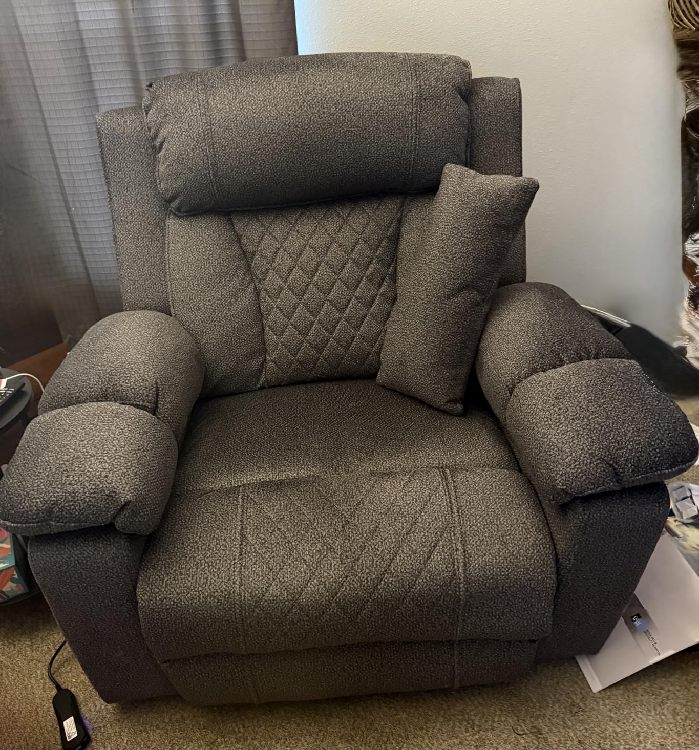 FUNECORP Big Man Power Lay Flat Lift Chair Oversized Recliner Dual Motor Heat Vibration for Elderly, Overstuffed Electric 28