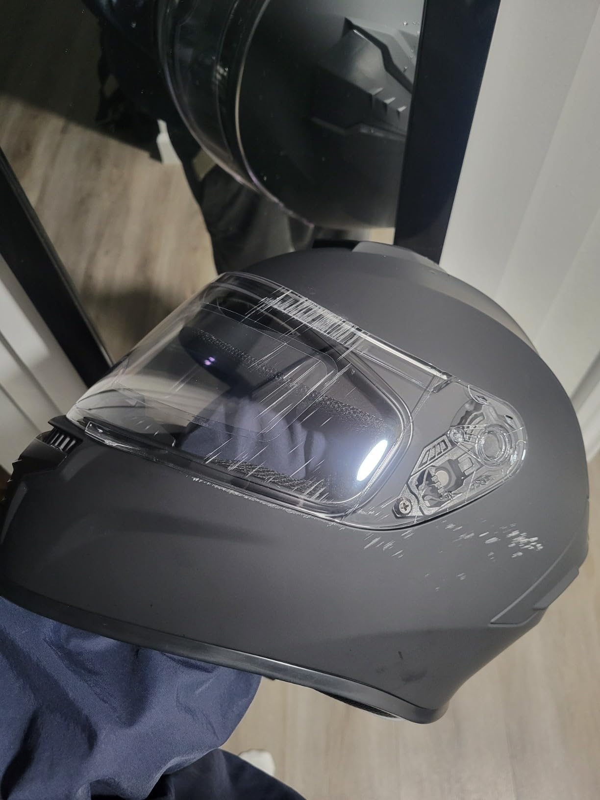 Favoto Full Face Motorcycle Helmet DOT with Dual Visors | DOT Approved dual visor clear tinted, anti-fog, ABS shell for men women adult, street & off-road customer photo 2