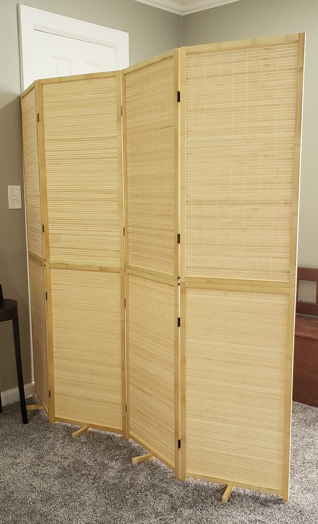 Room Divider Folding Privacy Screens, Hand-Made Natural Bamboo Room Dividers | 4 Panel (67''Hx70.8''W) customer photo 2