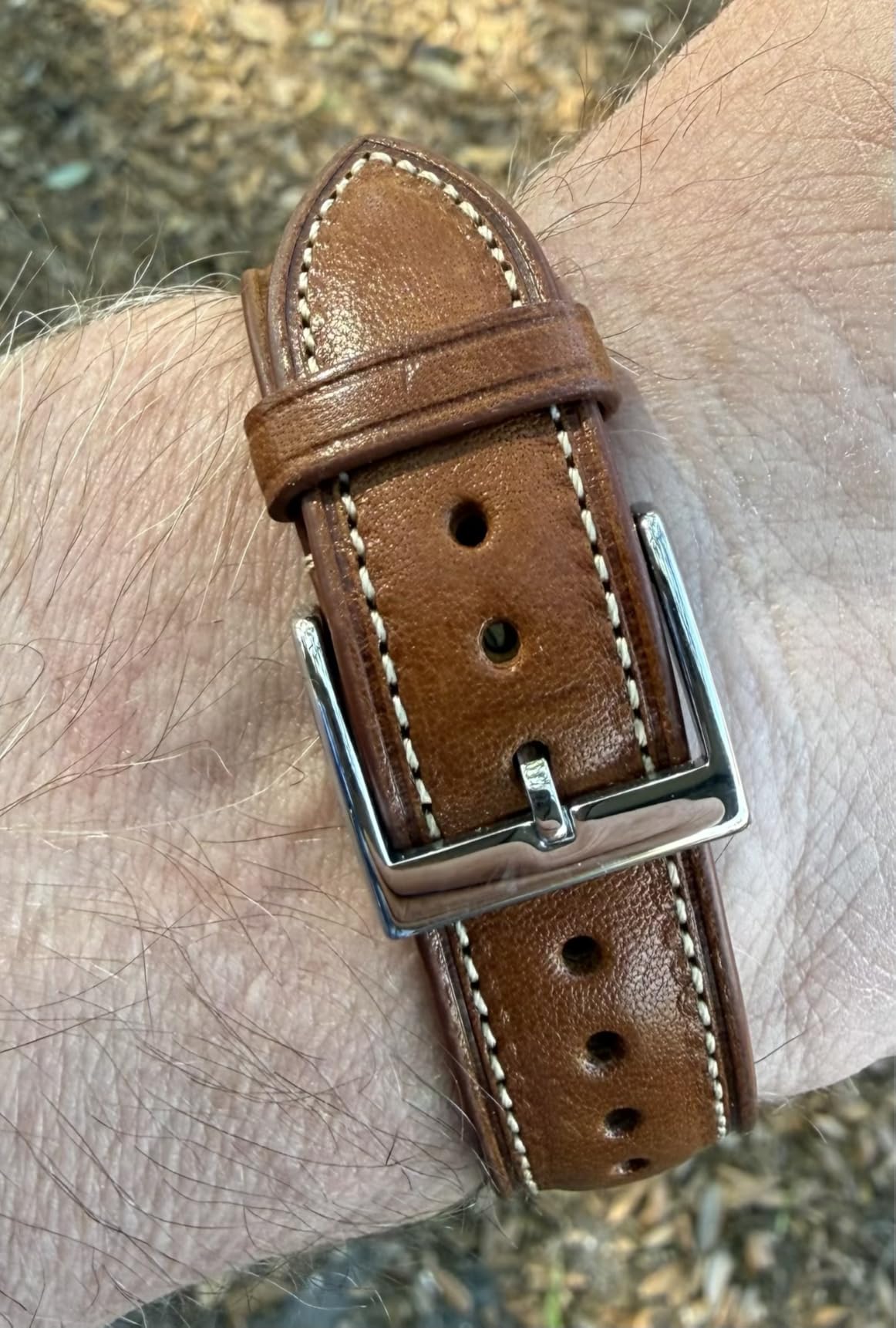 Italian Leather Watch Band Tuscany Natural Vegetable-Tanned Top Grain Genuine Leather Strap, 18mm 19mm 20mm 21mm 22mm XL XXL Quick Release Replacement Watch Bands for Men and Women Thick and Soft customer photo 1