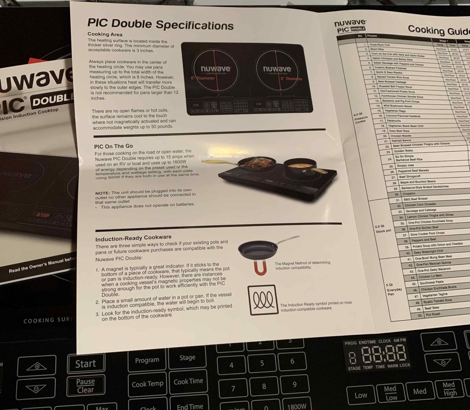 Nuwave Double Pro Cooktop Induction Countertop Burner, Portable, 50°F-575°F | 900/1500/1800W with Dynamic Watt Technology, 8