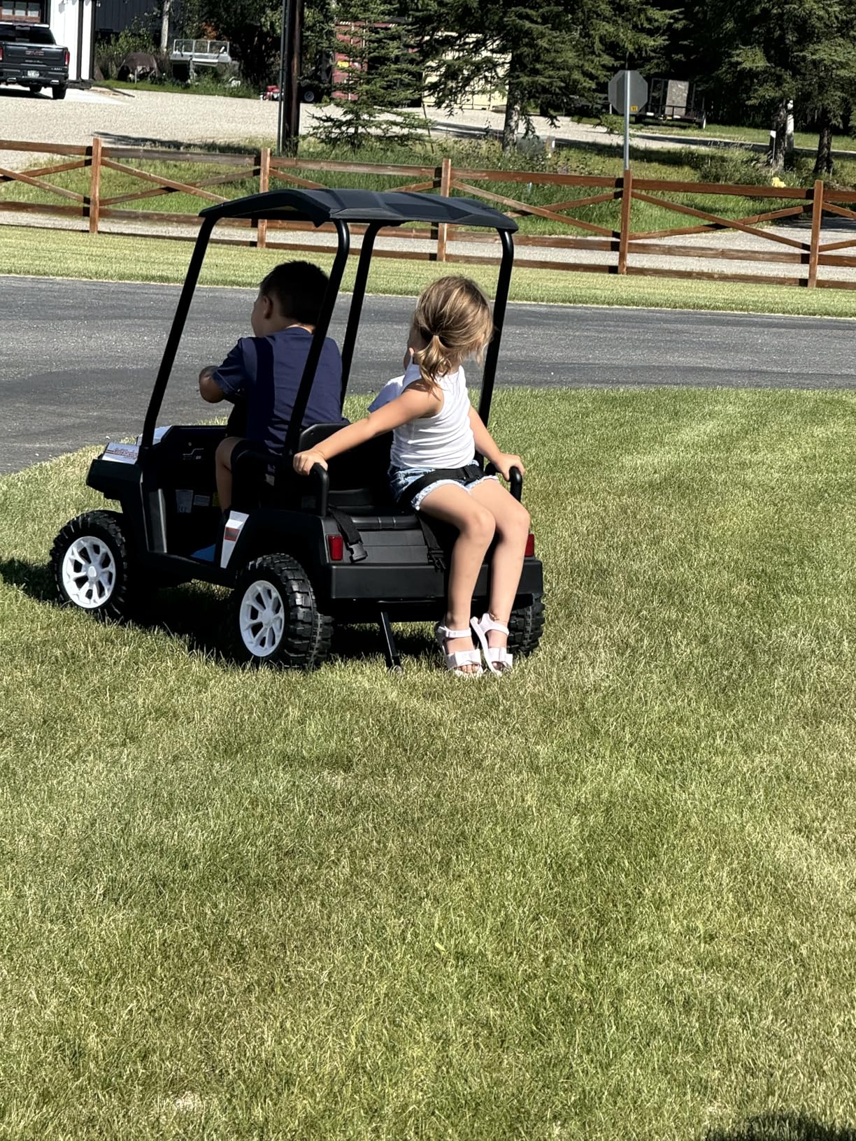 LIGIANT 24V Ride on Car for Big Kids, 4-Seaters Kids Golf Cart, Max. Capacity: 264 Lbs(4 Kids), 4WD Kid's Car w/Remote Control, Detachable Awning, Spring Suspension, Music/Story/Power Display customer photo 2