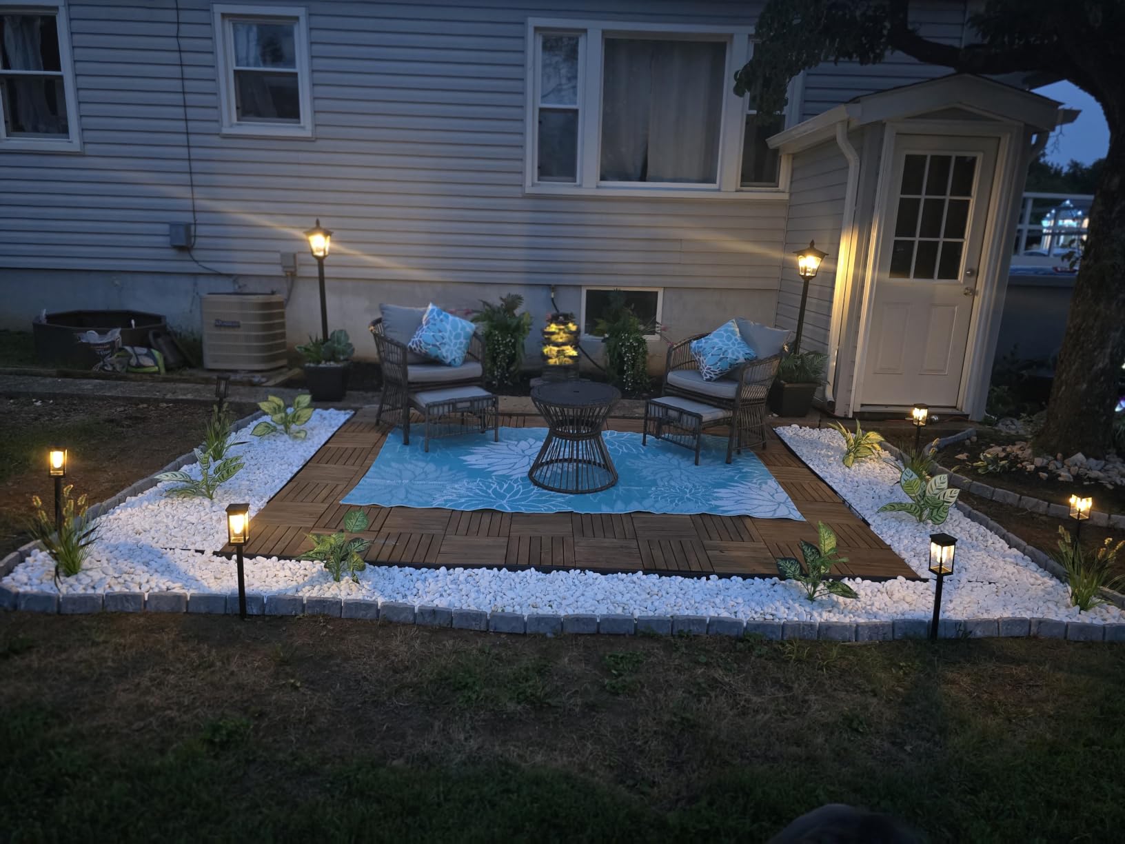 Grepatio Outdoor 7-Tiers Cascading Rock Water Fountain, Waterfall Fountain with 6 LED Lights, Outdoor Fountains and Waterfalls for Garden or Patio, Yard, and Deck Decor with Natural Stone Look customer photo 2